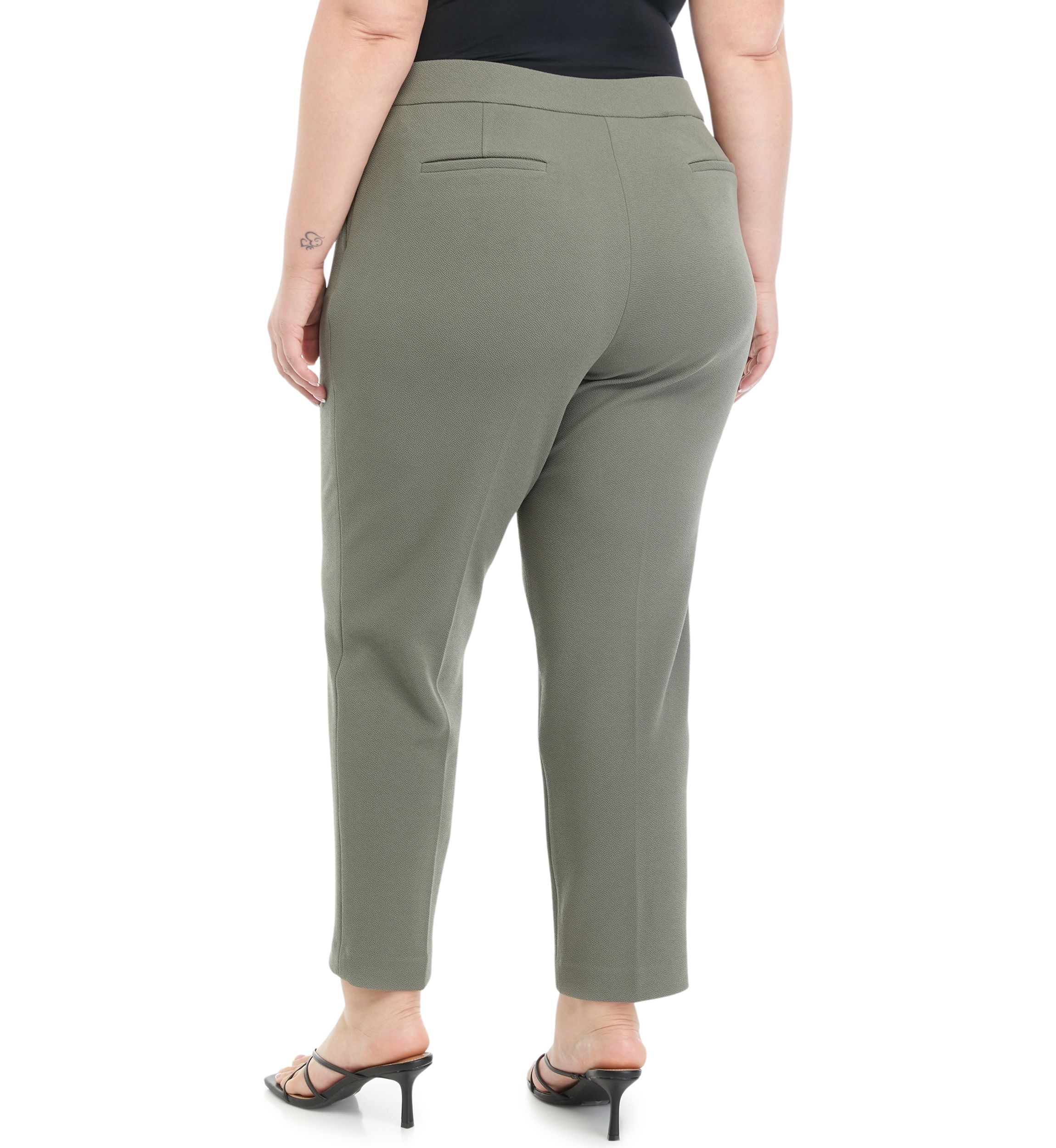 Plus Size Crosshatch Pull On Ankle Pants