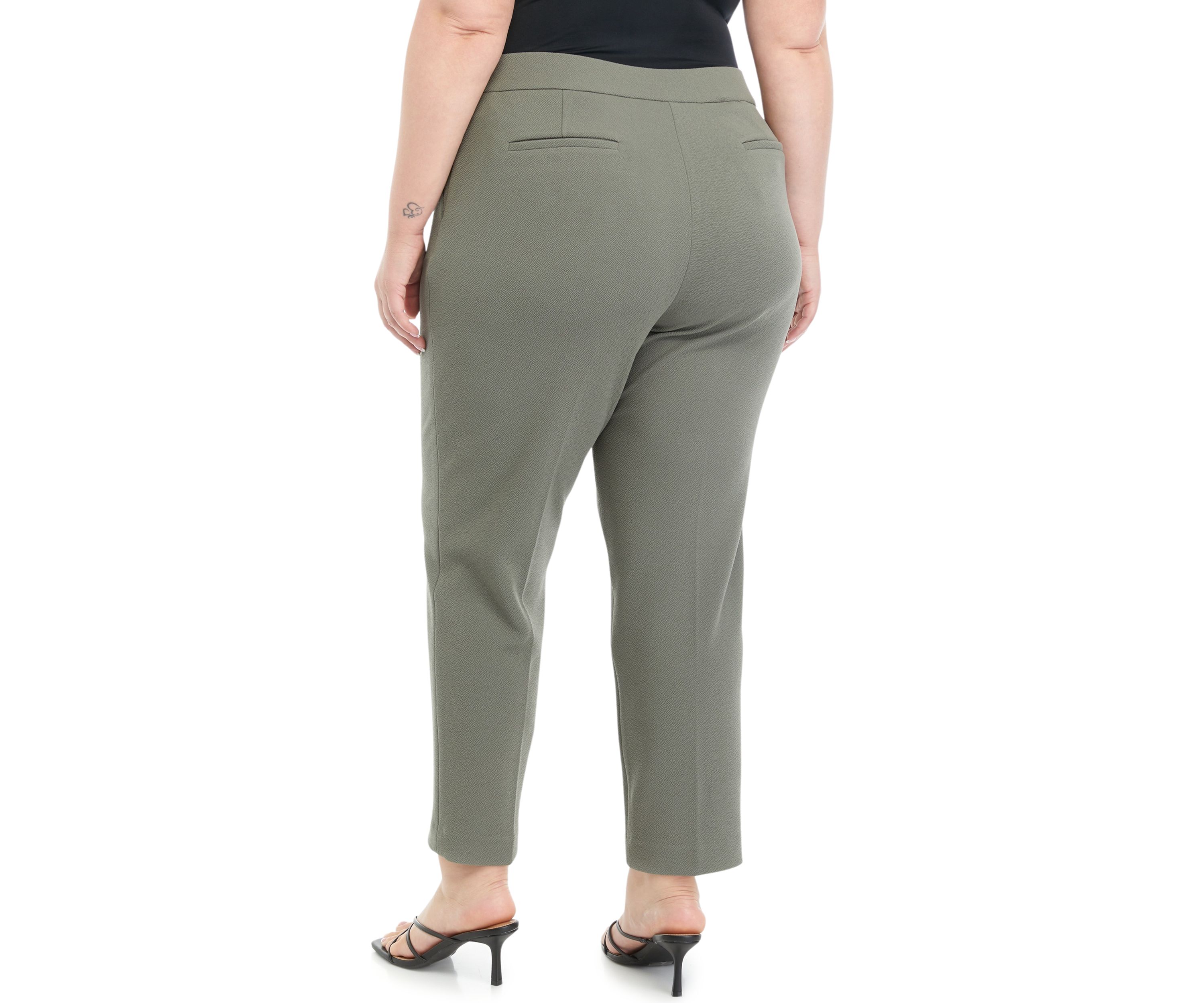 Plus Size Crosshatch Pull On Ankle Pants