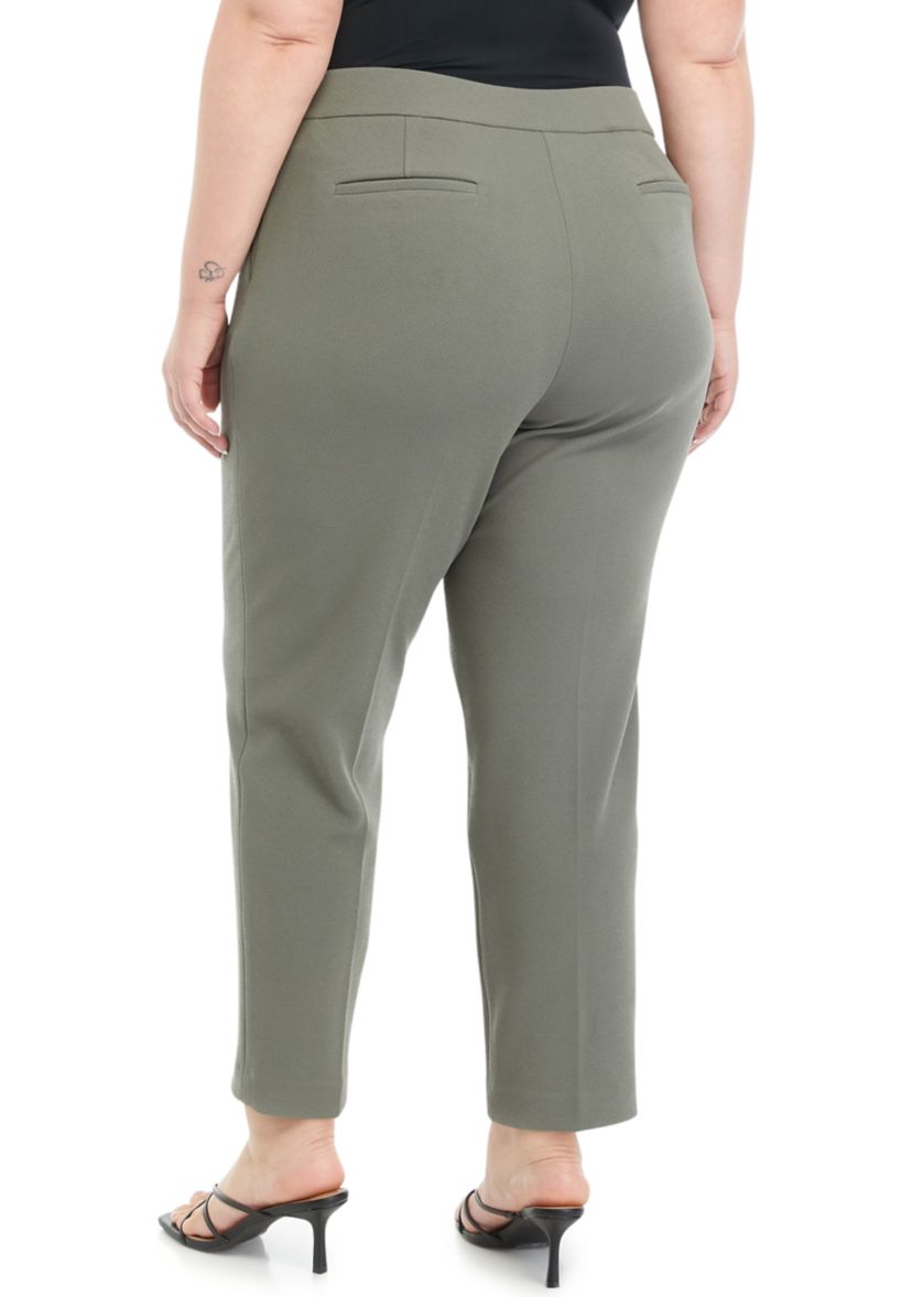 Plus Size Crosshatch Pull On Ankle Pants