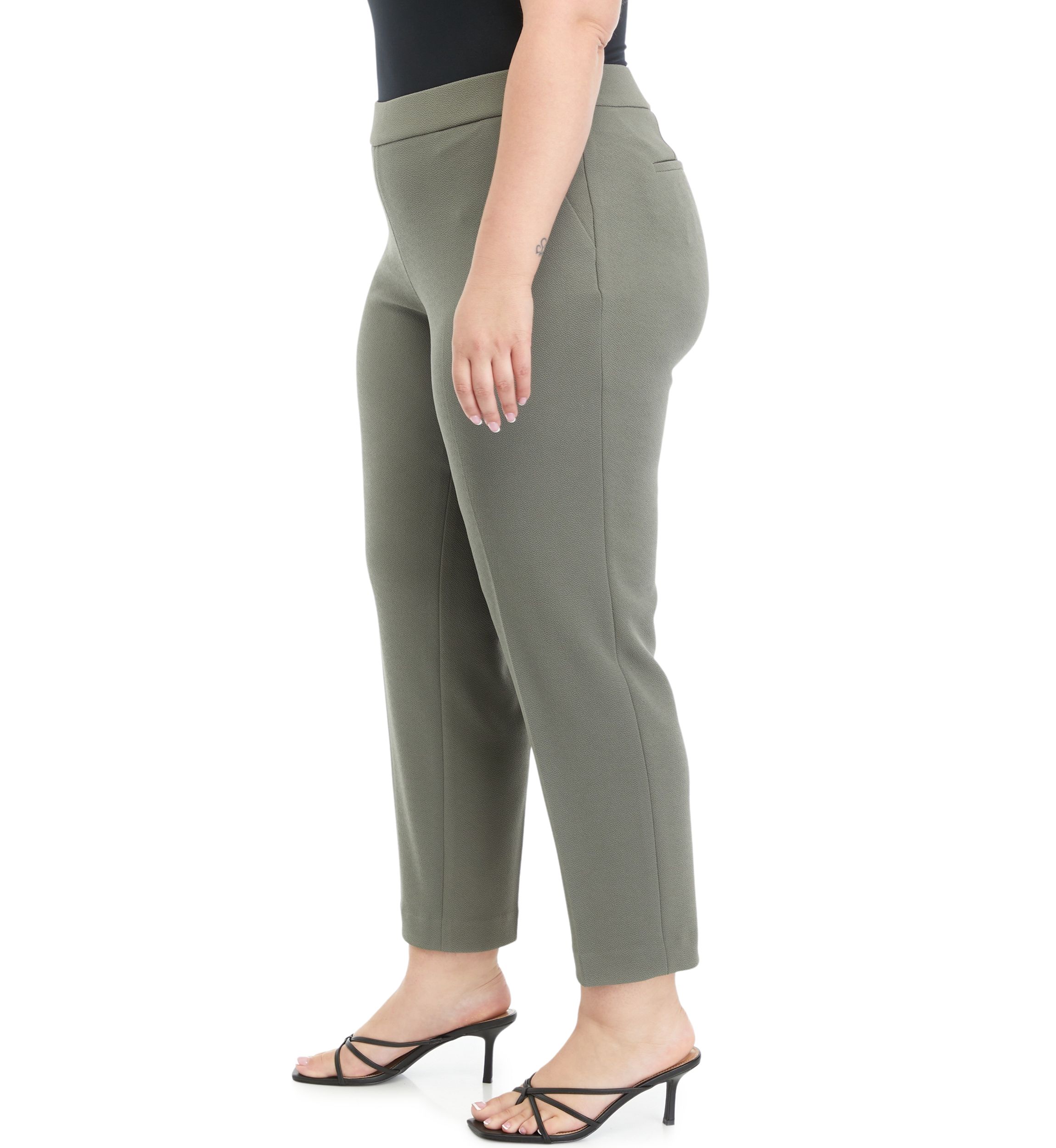 Plus Size Crosshatch Pull On Ankle Pants