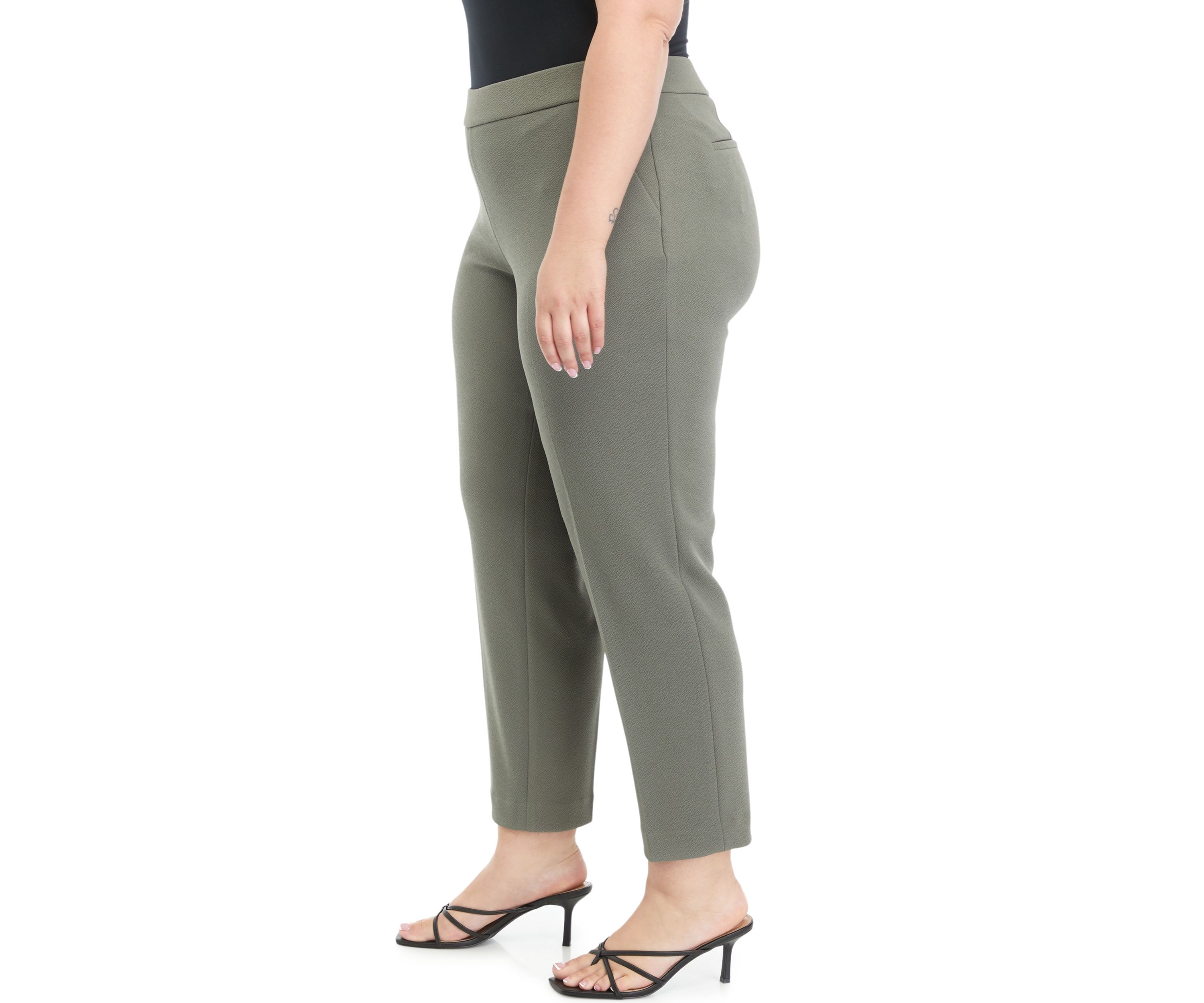 Plus Size Crosshatch Pull On Ankle Pants