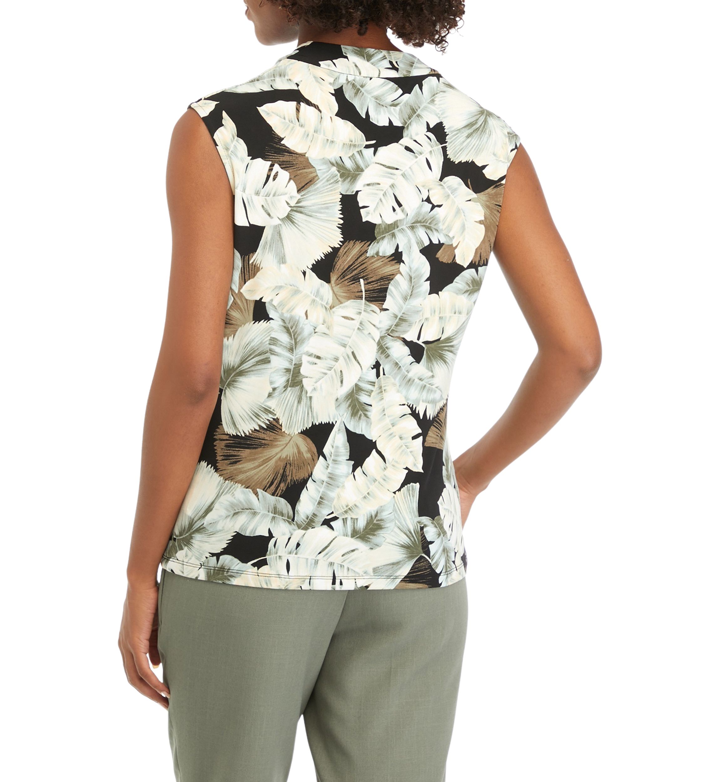 Womens Printed Cowl Neck Top