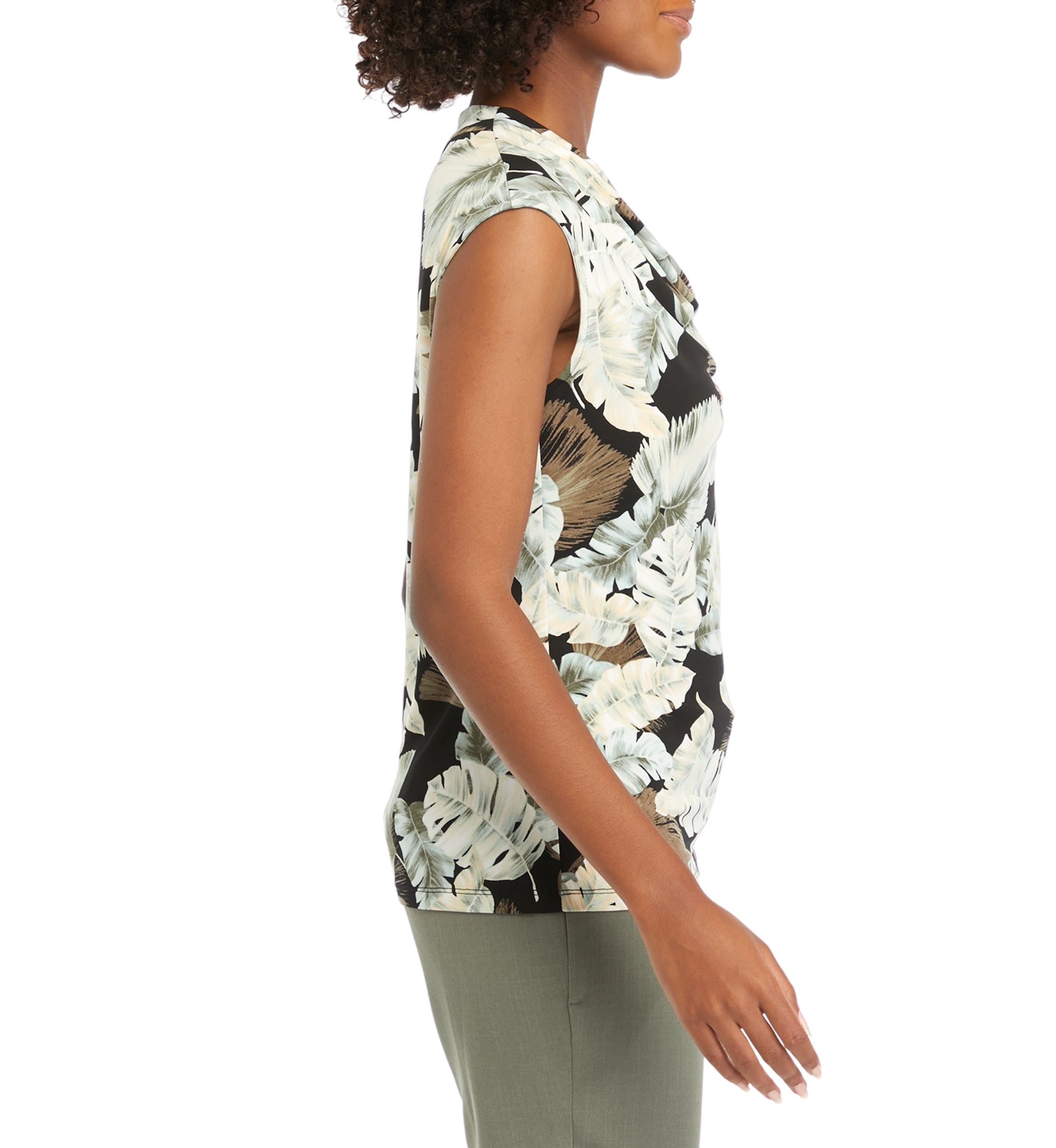 Womens Printed Cowl Neck Top