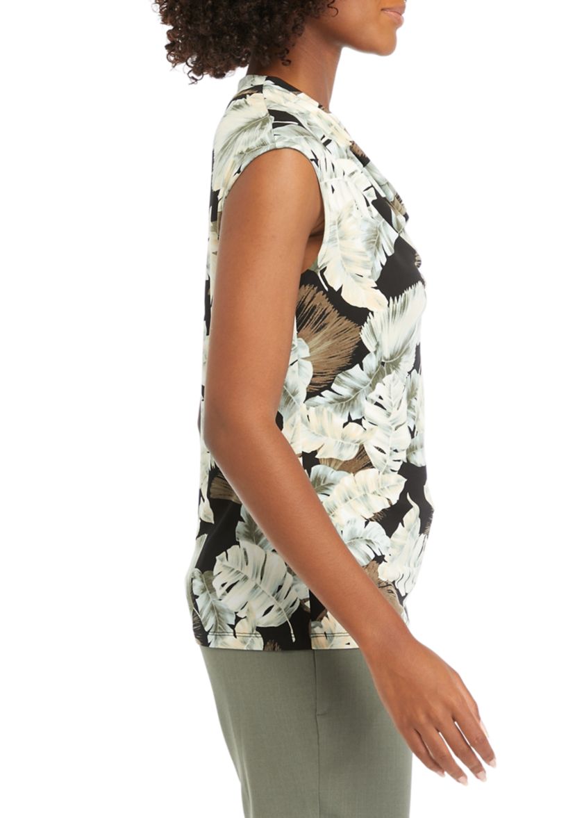 Womens Printed Cowl Neck Top