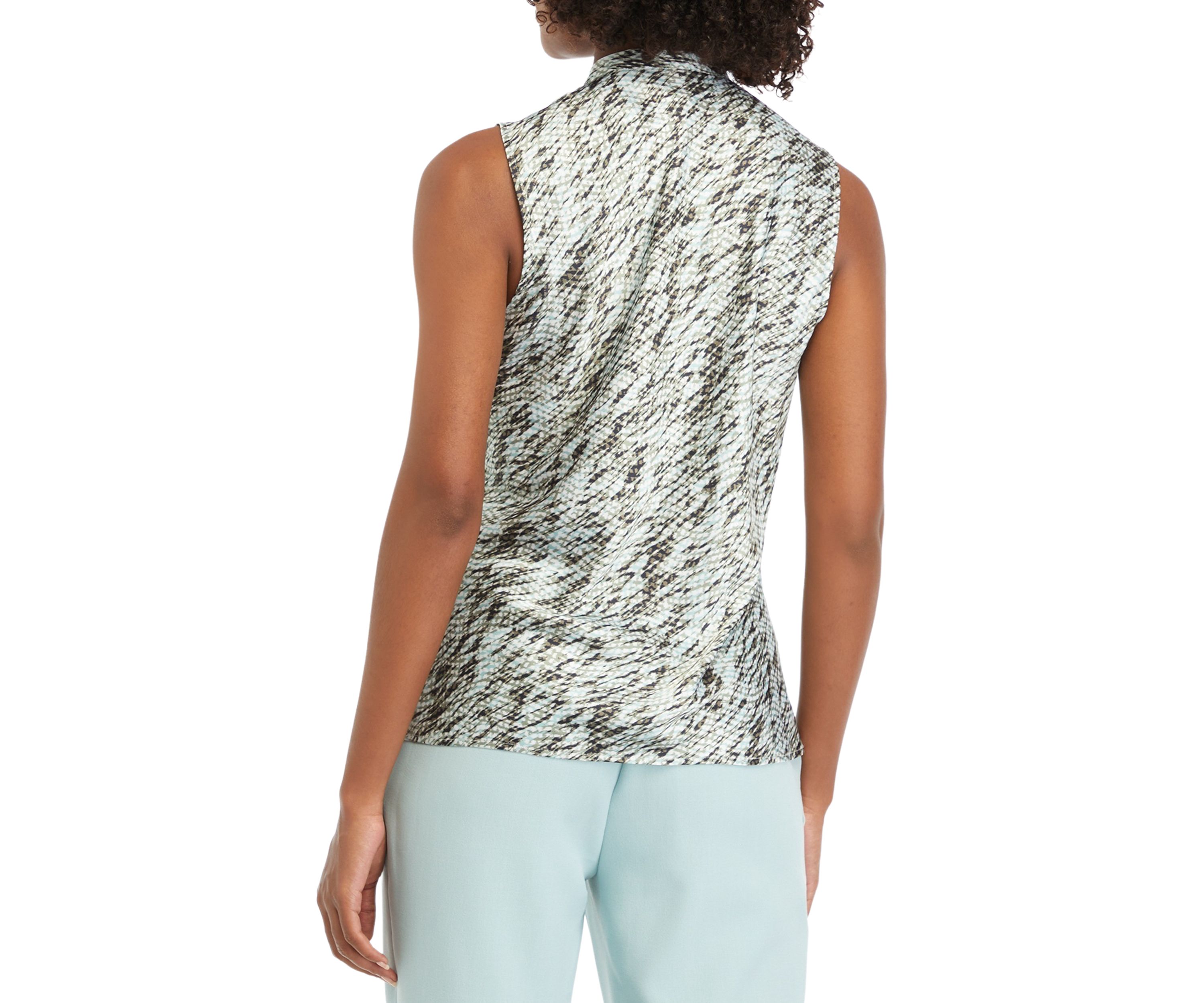 Womens Sleeveless Tie Front Blouse