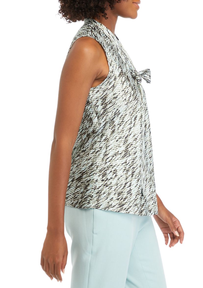 Womens Sleeveless Tie Front Blouse