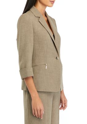 Petite Pebble Crepe One Button Blazer