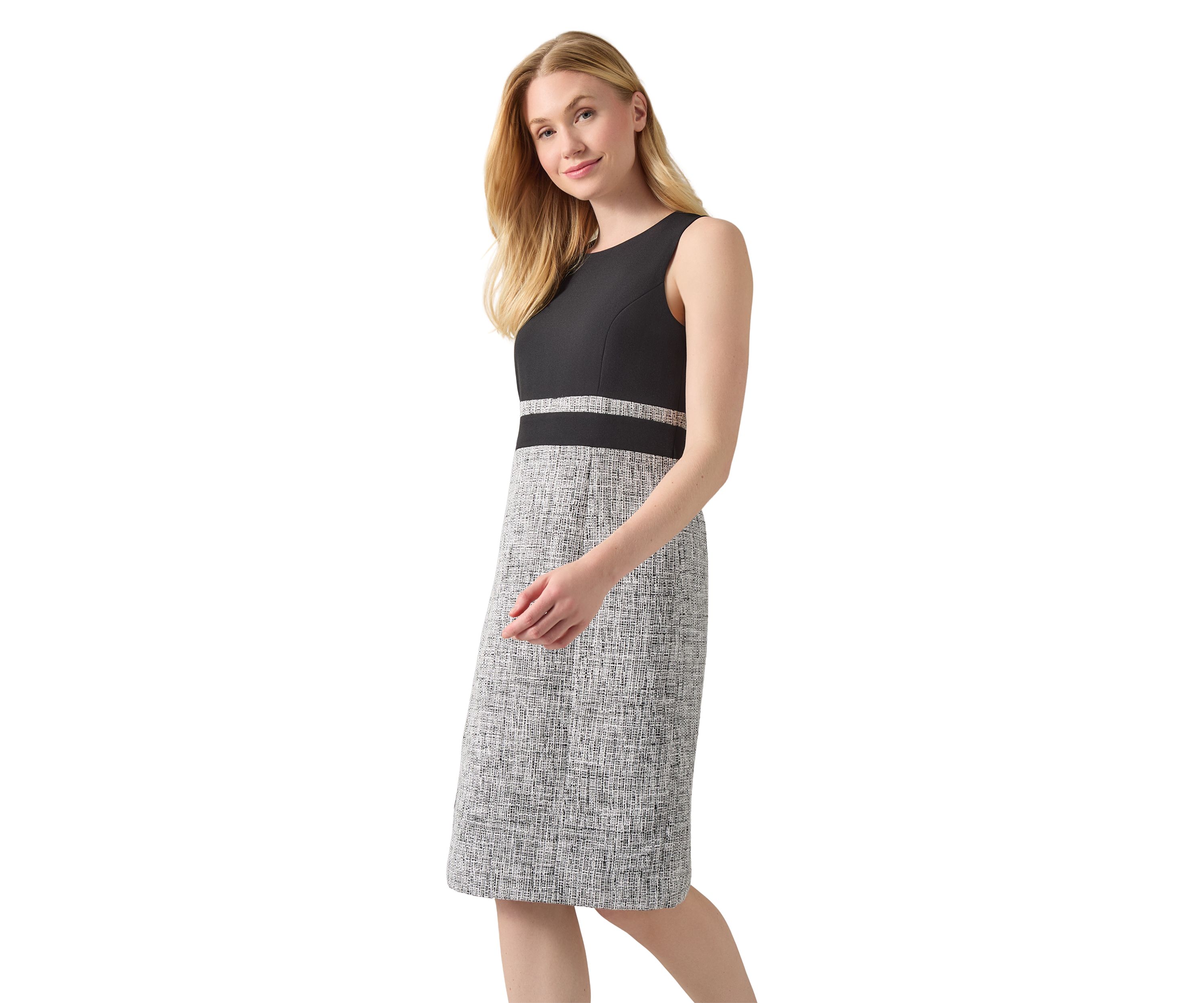Petite Tweed Combo Sheath Dress
