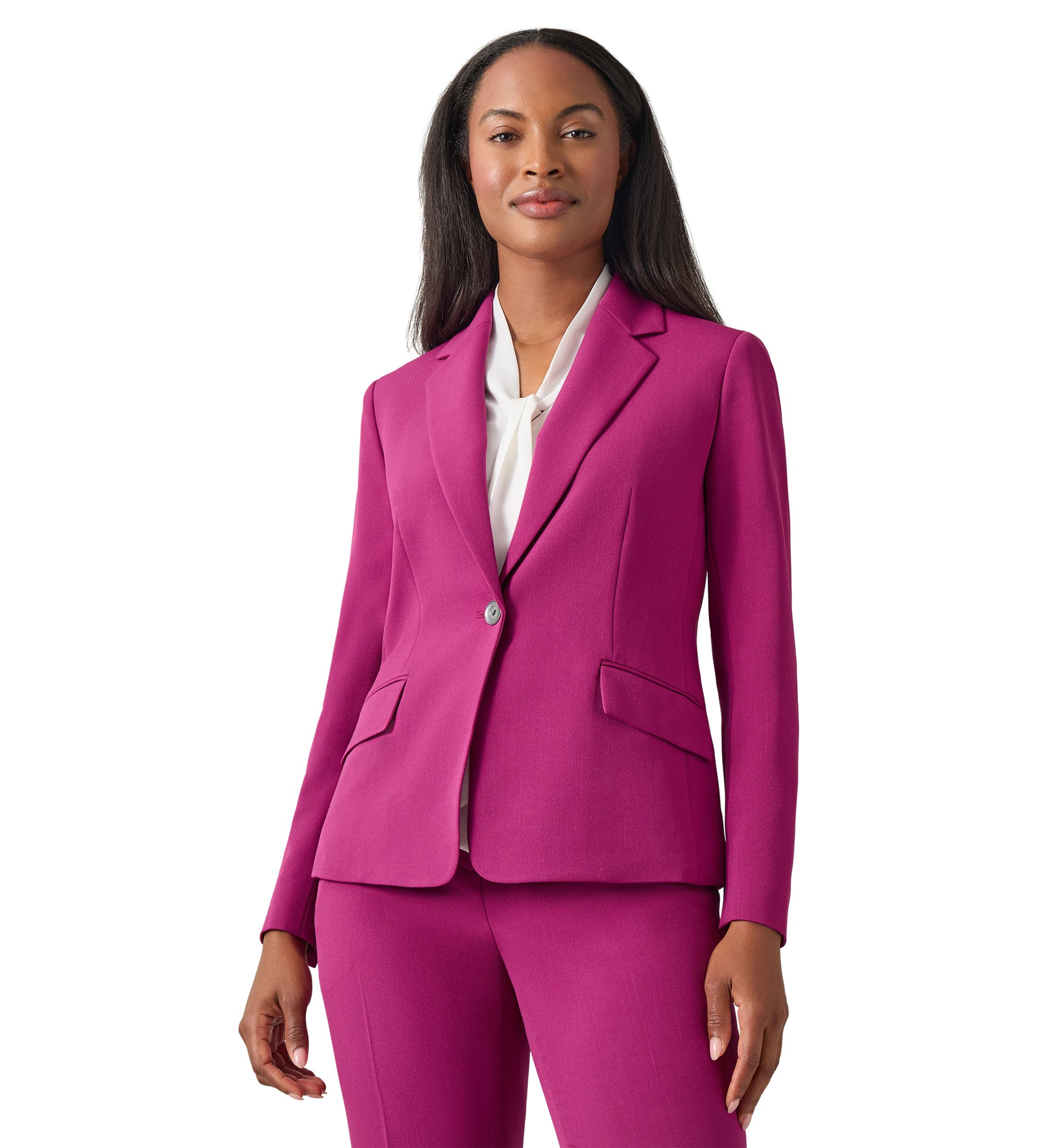 Womens One Button Notch Collar Jacket 