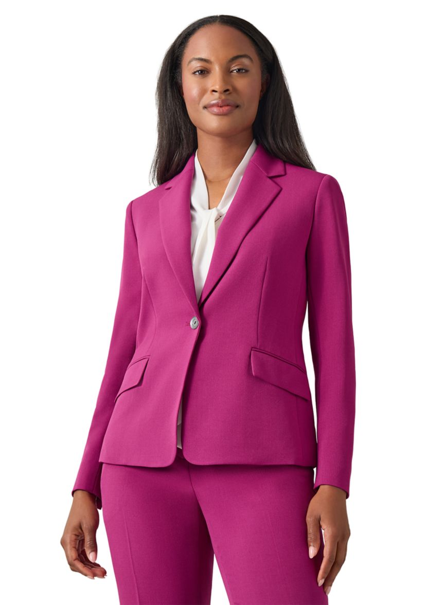 Womens One Button Notch Collar Jacket 