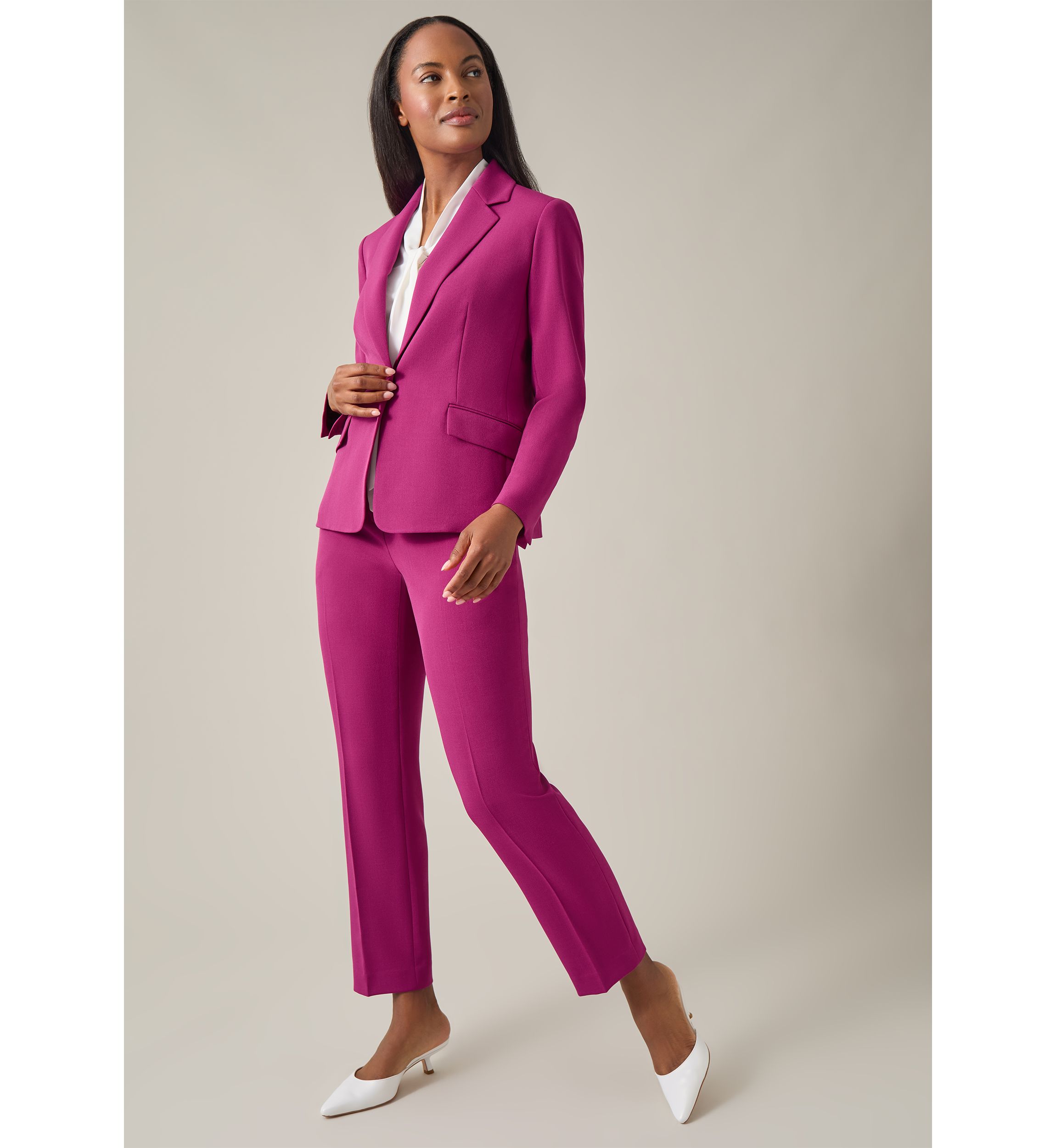 Womens One Button Notch Collar Jacket 