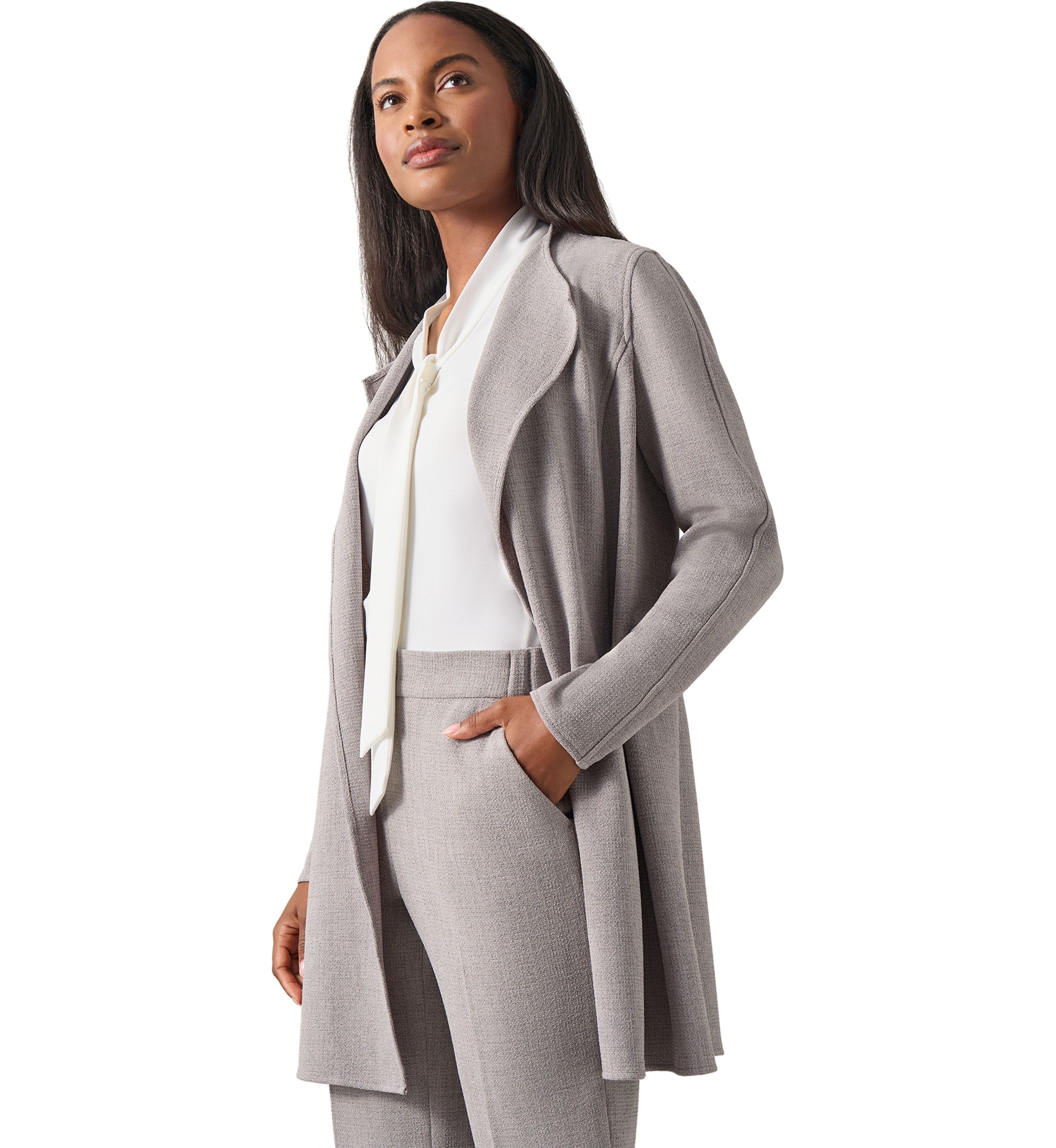 Womens Pebble Drape Front Jacket