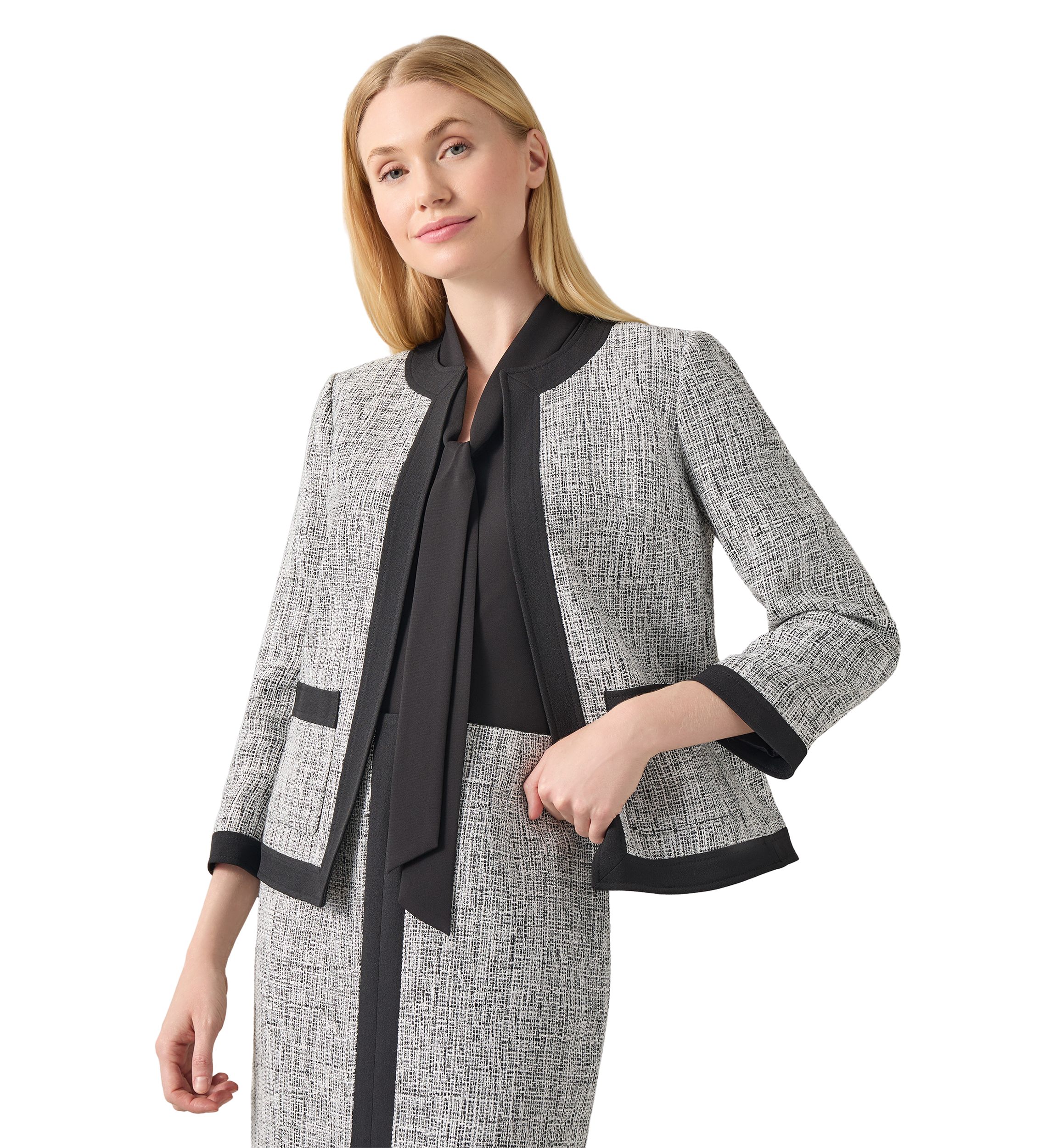 Petite Tweed Patch Pocket Framed Suit Separate Jacket