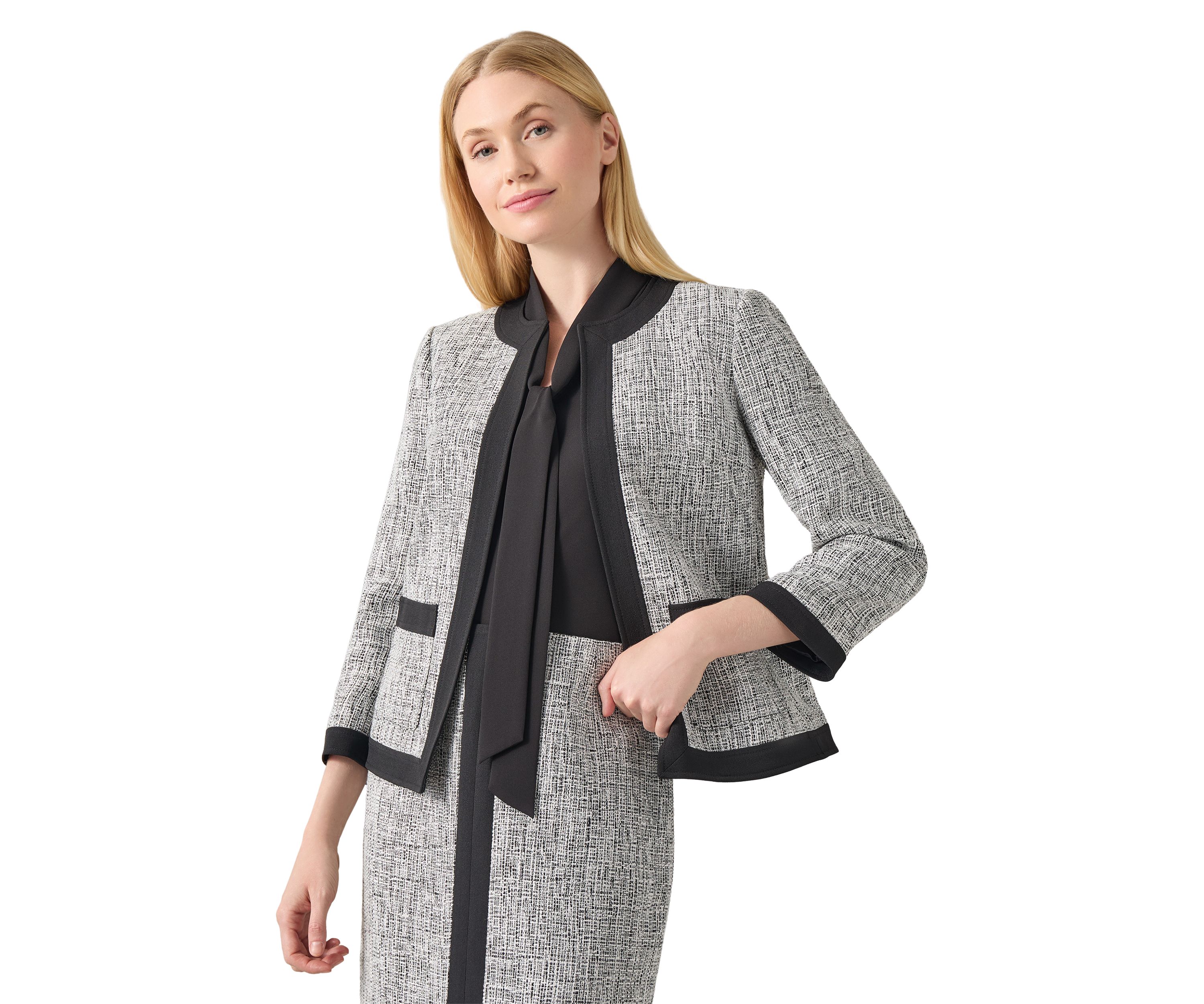 Petite Tweed Patch Pocket Framed Suit Separate Jacket