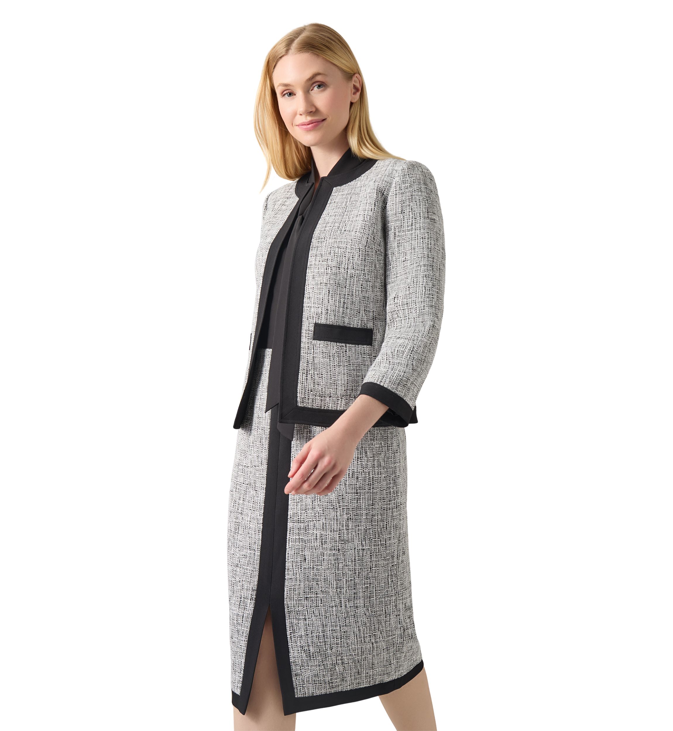 Petite Tweed Patch Pocket Framed Suit Separate Jacket