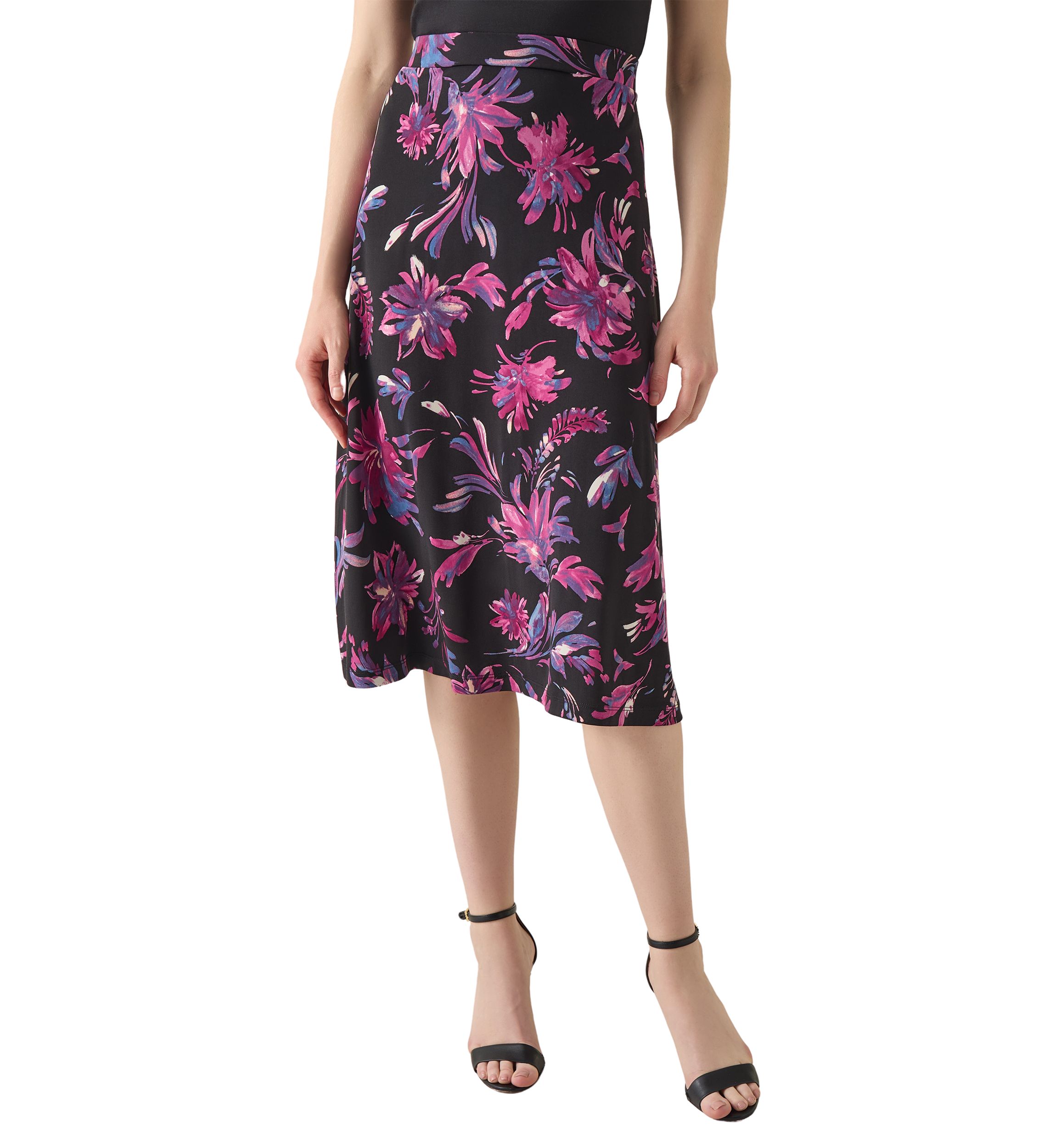 Womens Printed Midi Flare Skirt