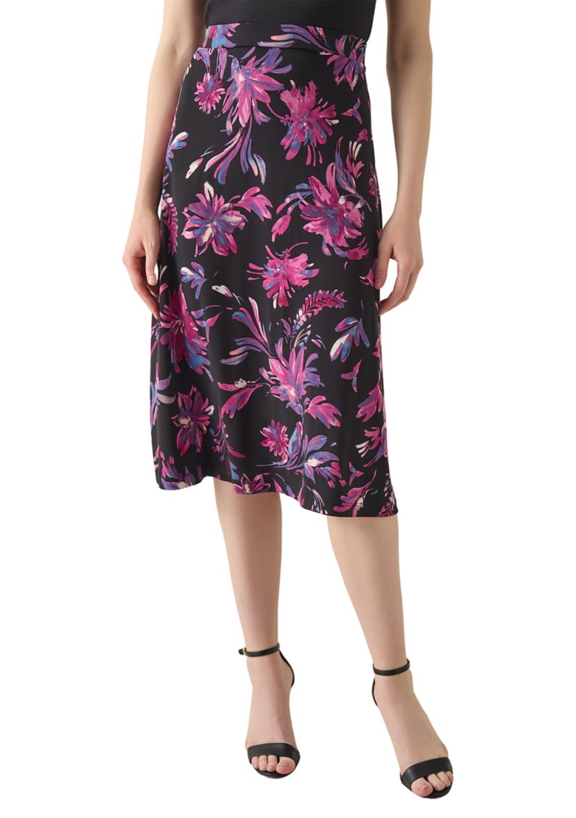 Womens Printed Midi Flare Skirt