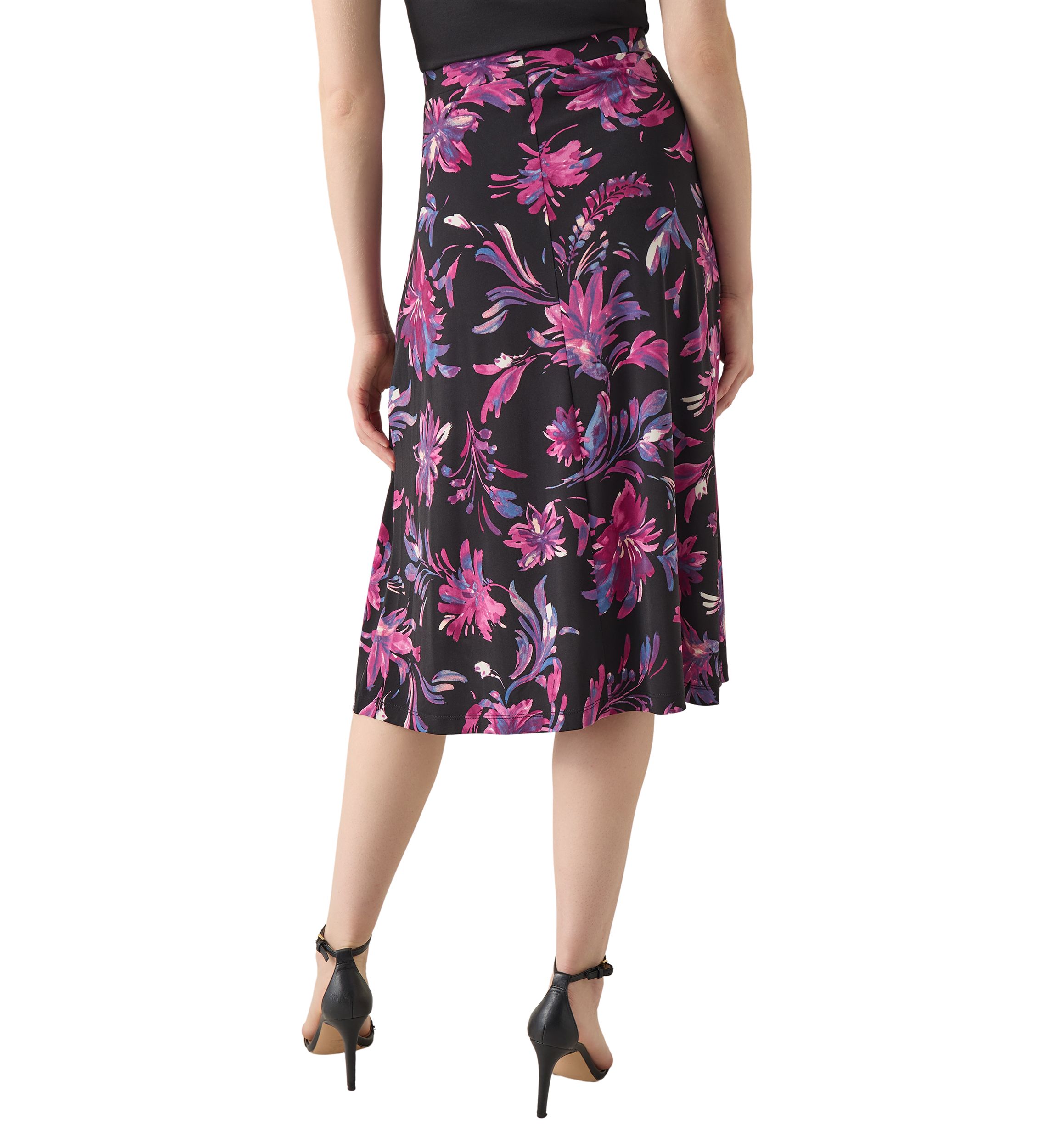 Womens Printed Midi Flare Skirt