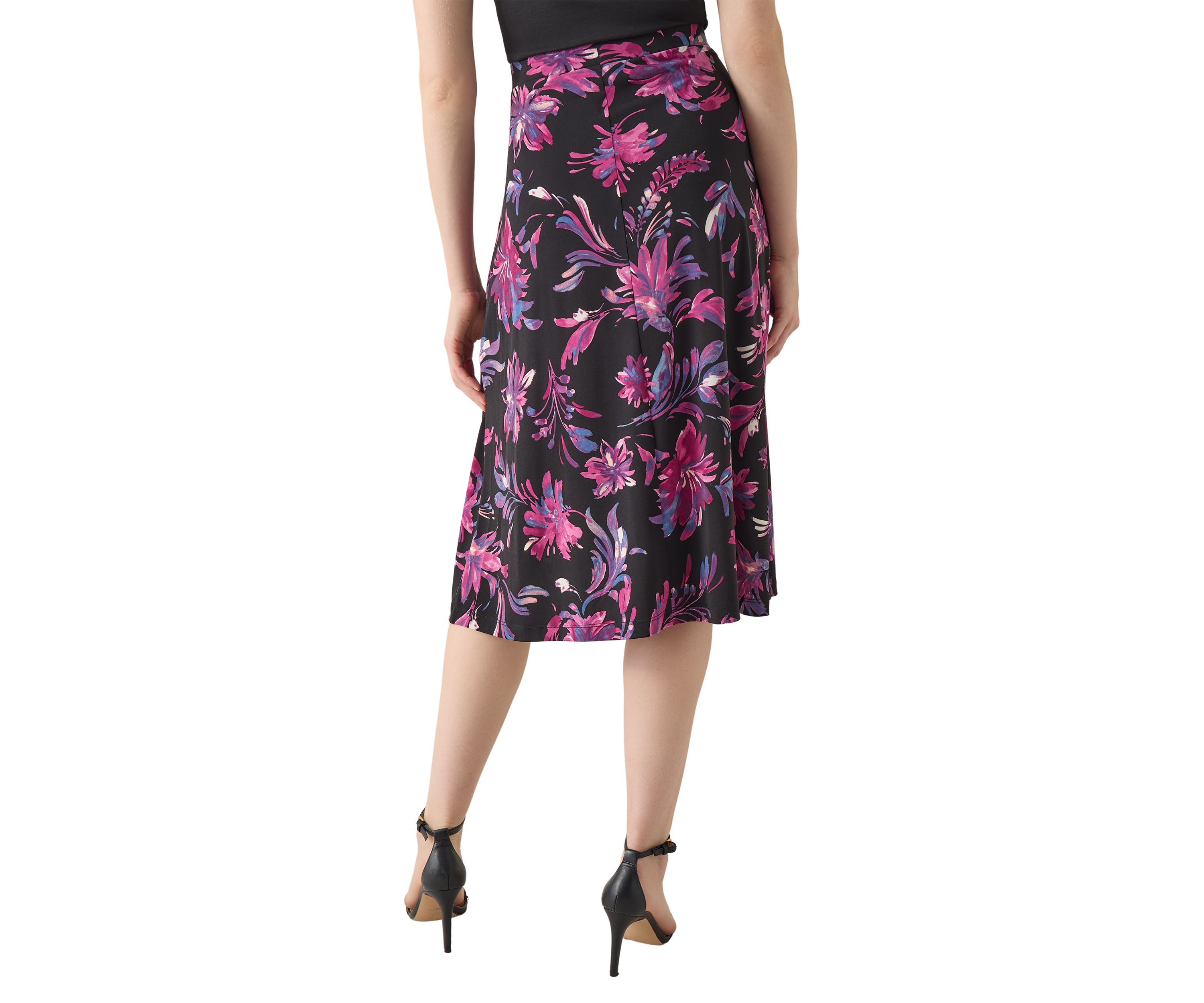 Womens Printed Midi Flare Skirt