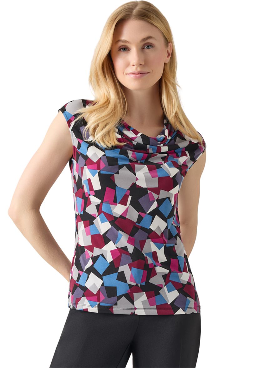 Womens Cowl Neck Cap Sleeve Top