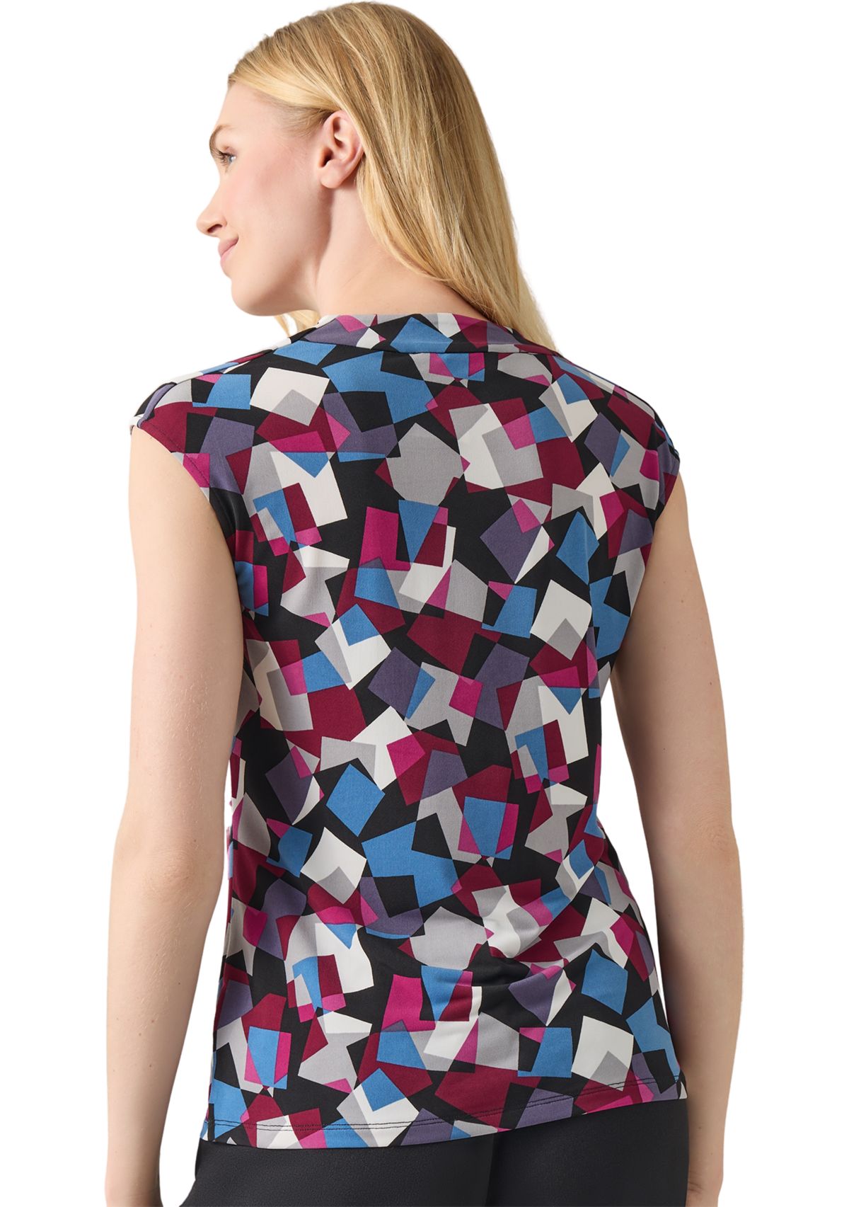 Womens Cowl Neck Cap Sleeve Top