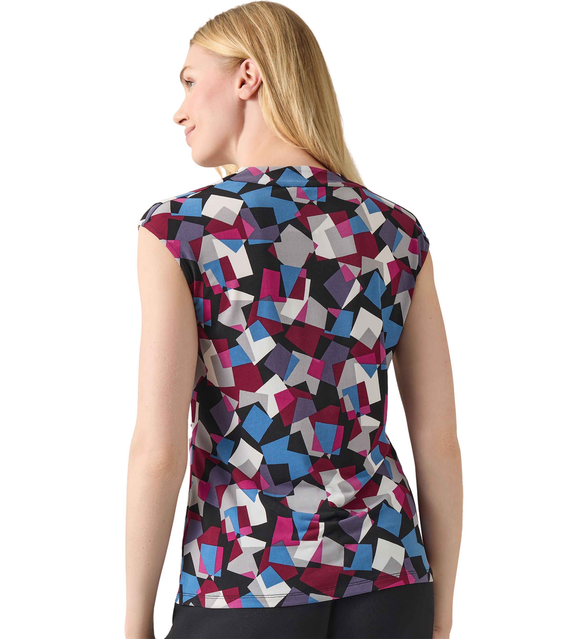 Womens Cowl Neck Cap Sleeve Top