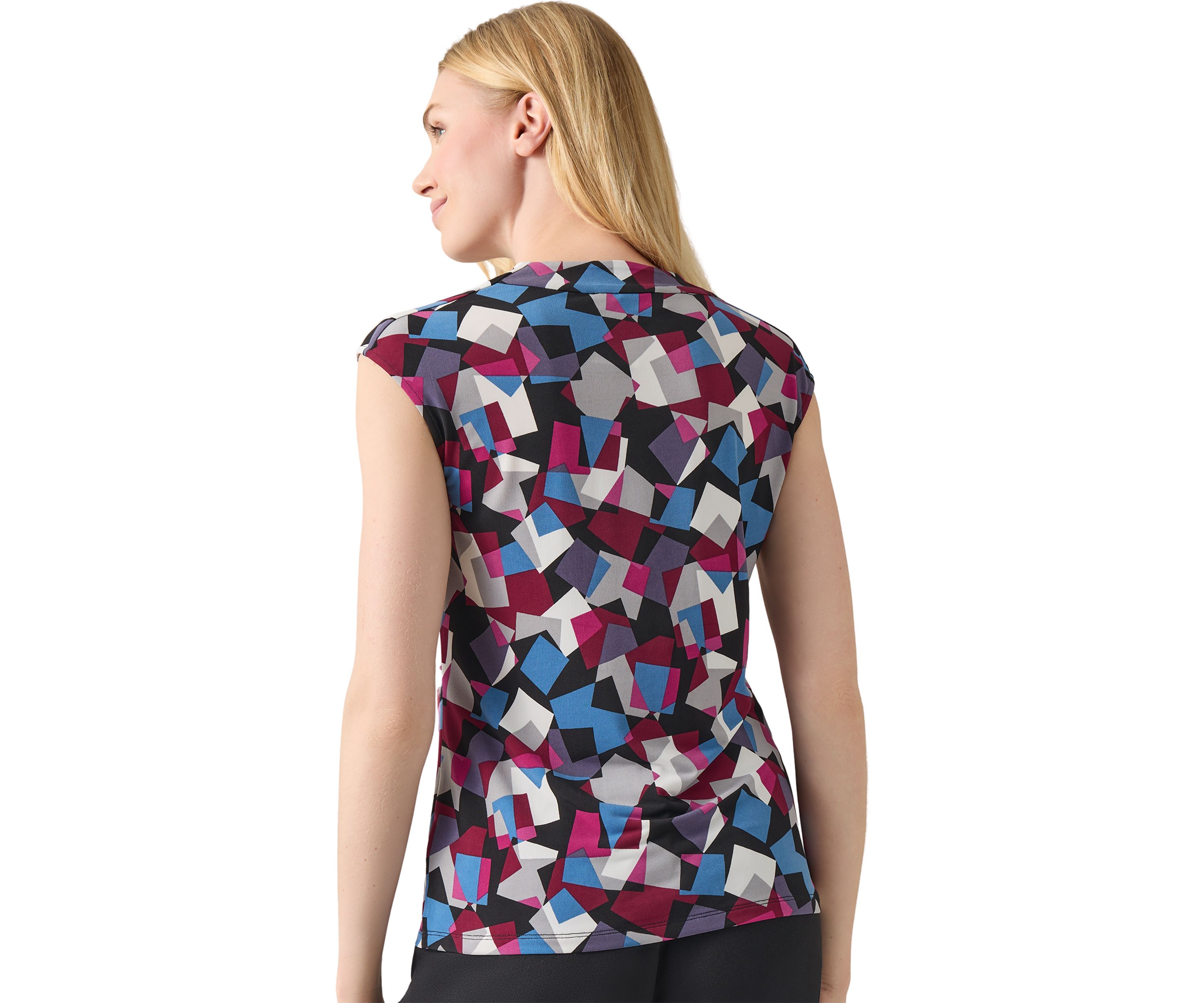 Womens Cowl Neck Cap Sleeve Top