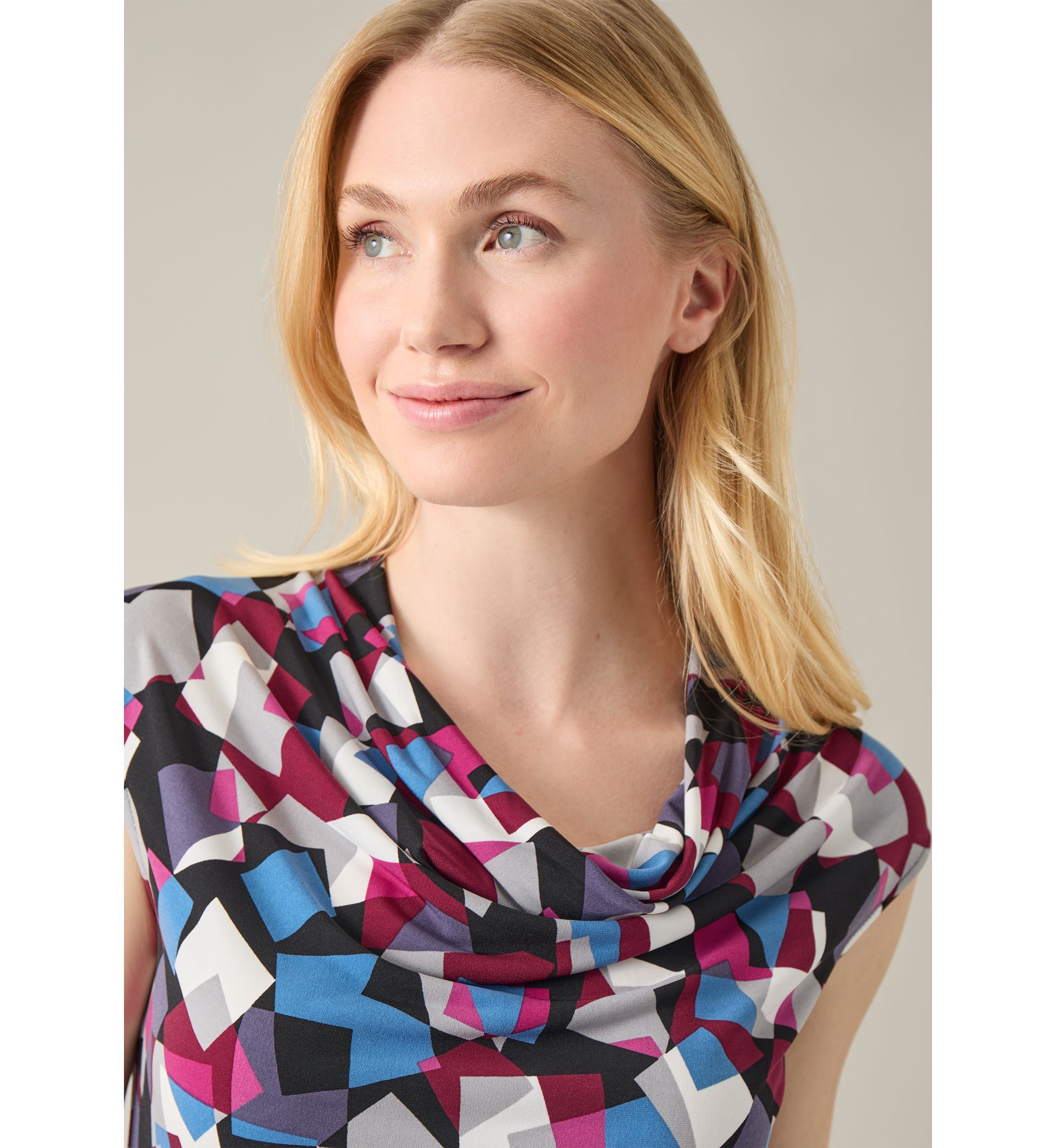 Womens Cowl Neck Cap Sleeve Top