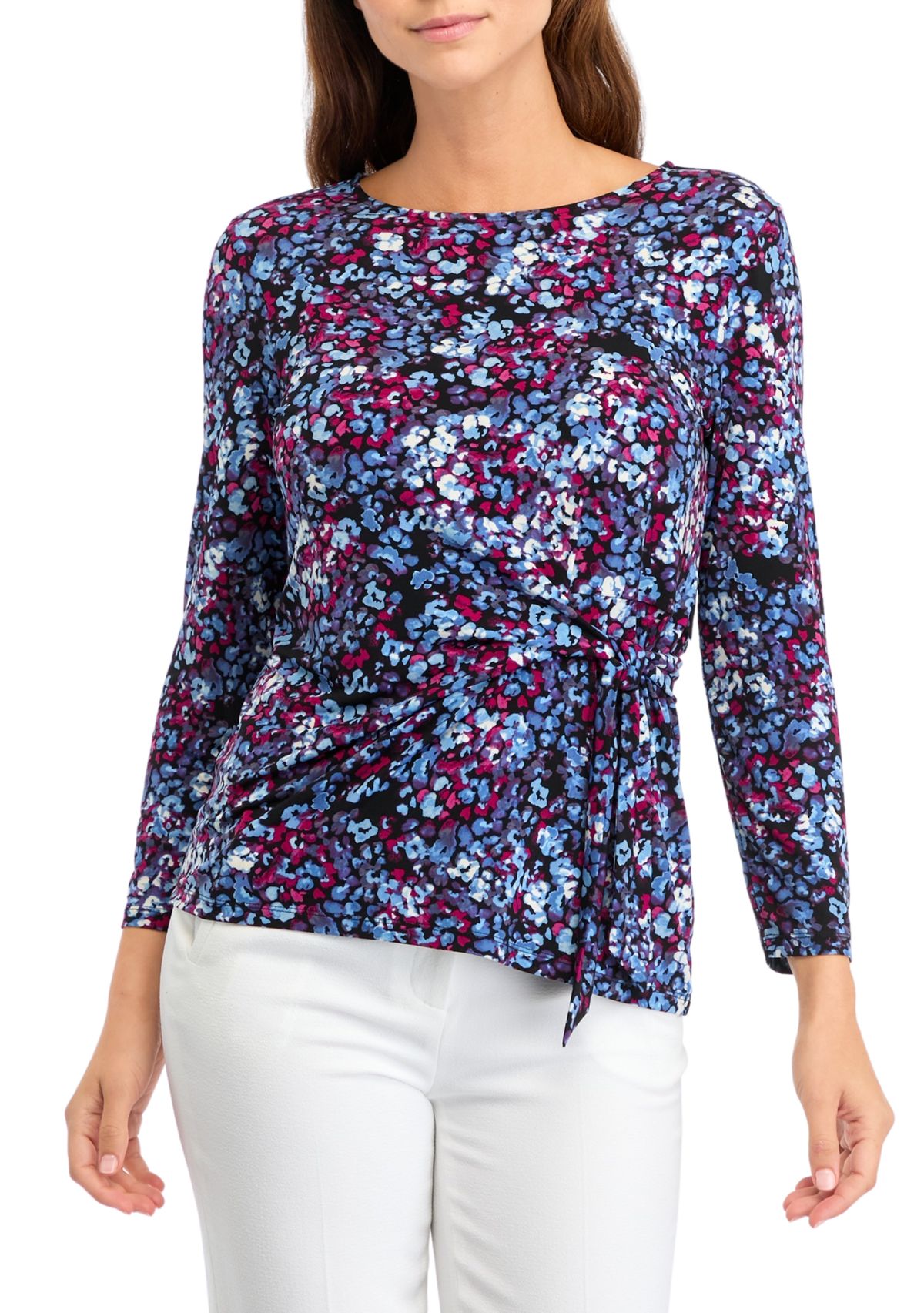 Womens 3/4 Sleeve Tie Front Top