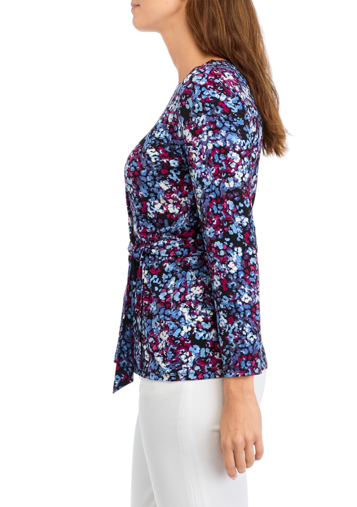 Womens 3/4 Sleeve Tie Front Top