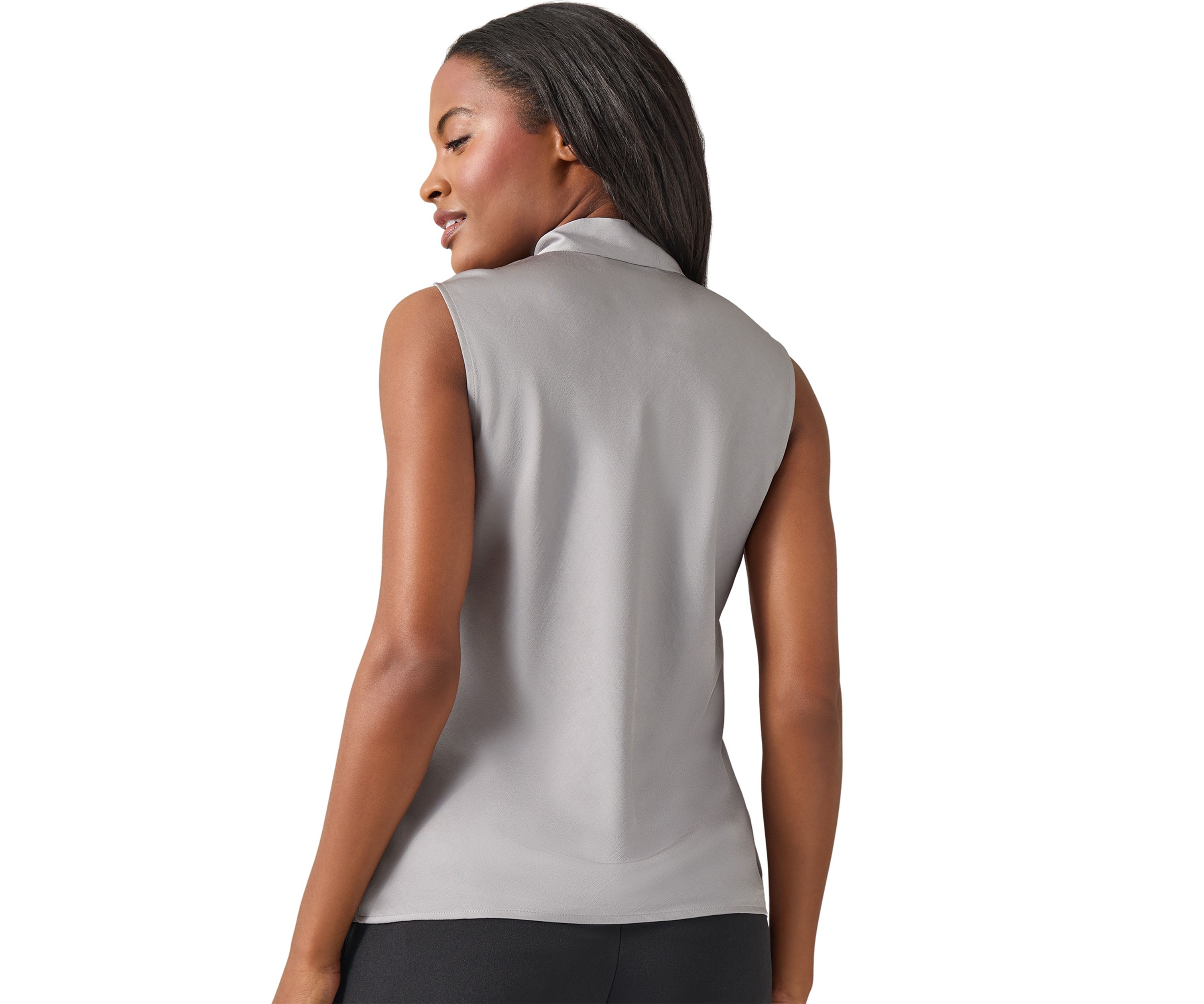 Petite Sleeveless Tie Neck Top