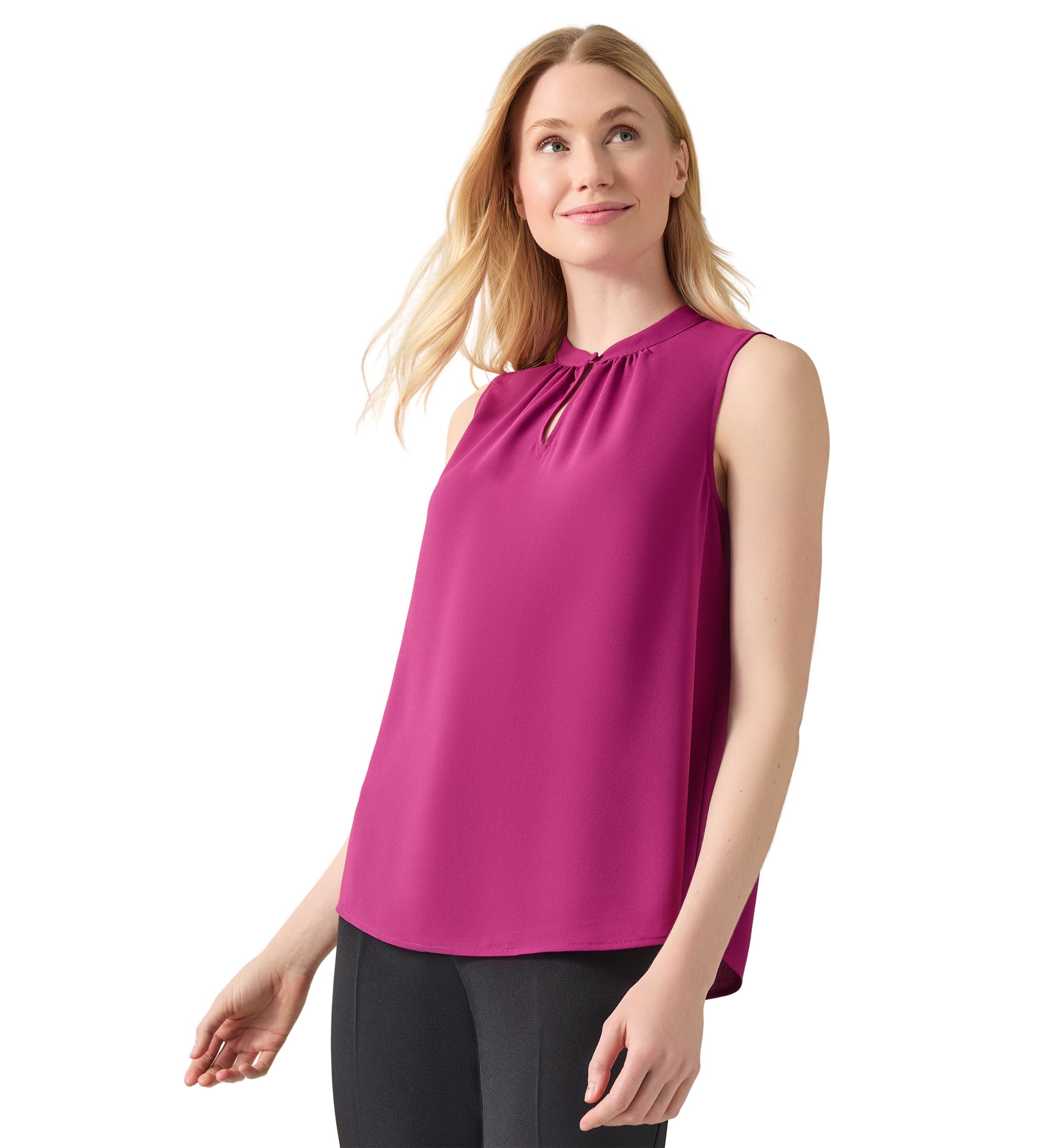 Womens Jewel Neck Sleeveless Blouse