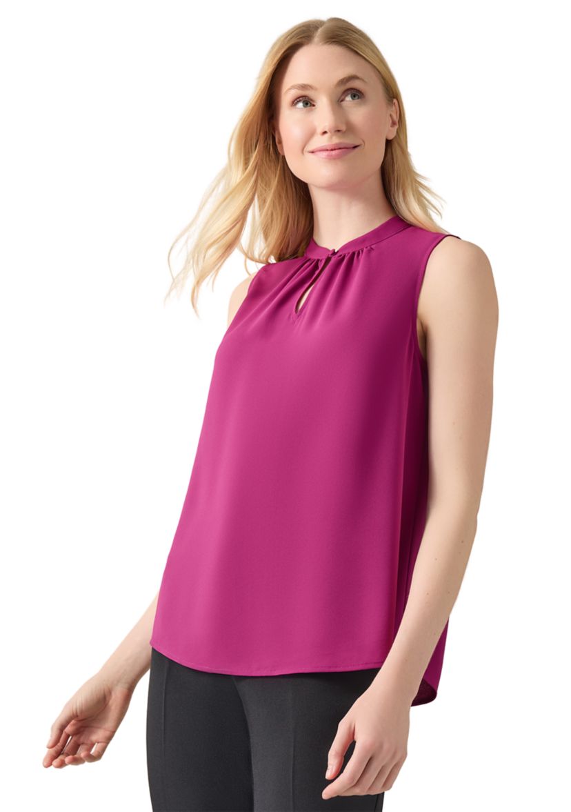 Womens Jewel Neck Sleeveless Blouse