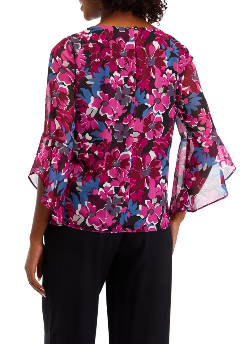 Womens Bell Sleeve Floral Top 