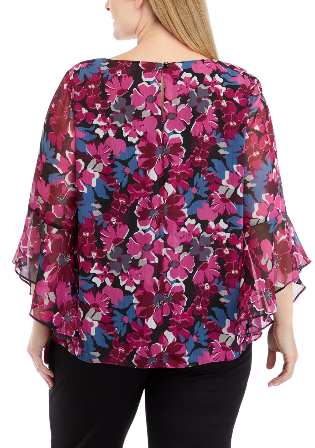 Plus Size Bell Sleeve Floral Blouse