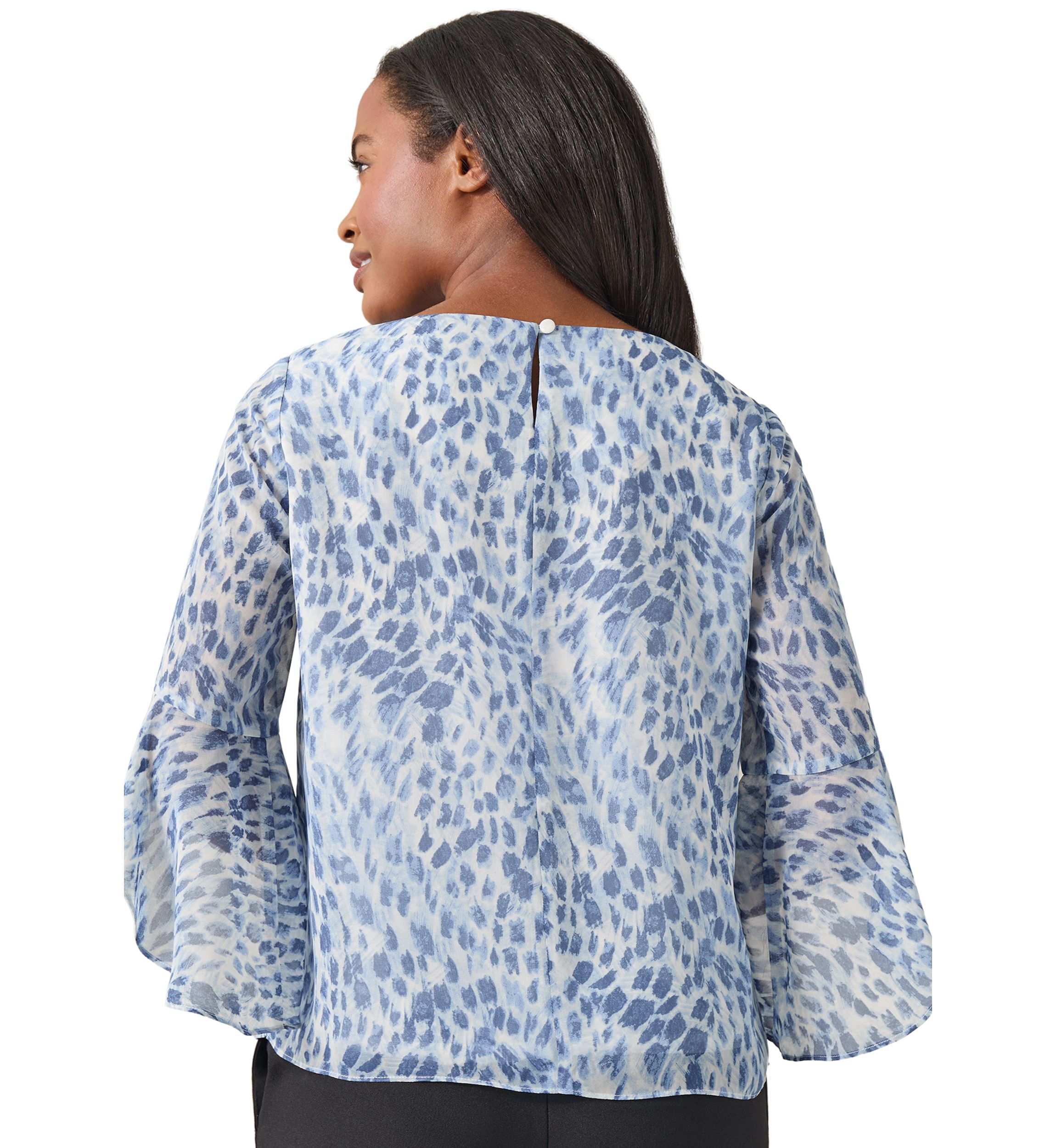  Petite Bell Sleeve Printed Blouse 