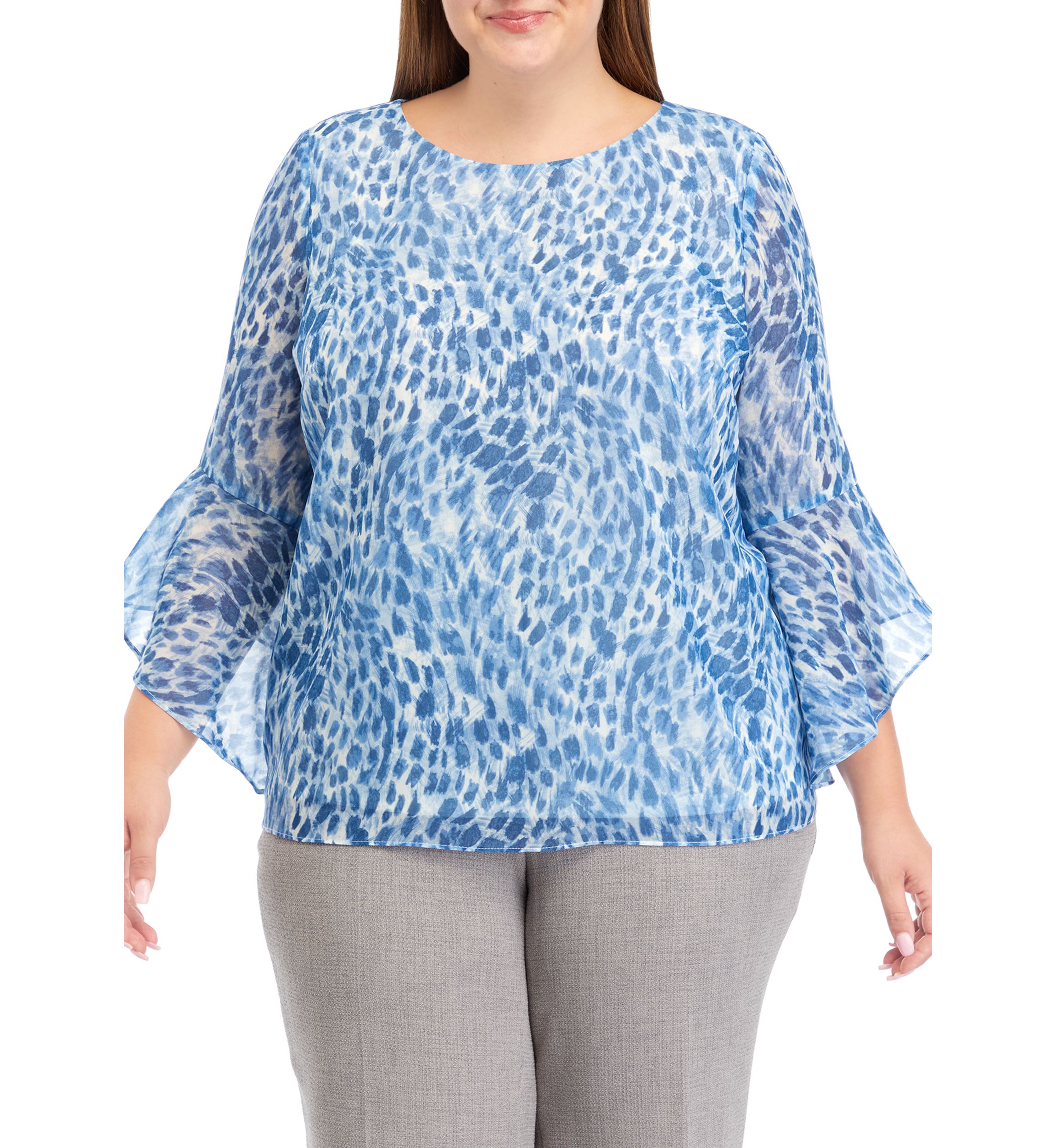 Plus Size Bell Sleeve Printed Top 