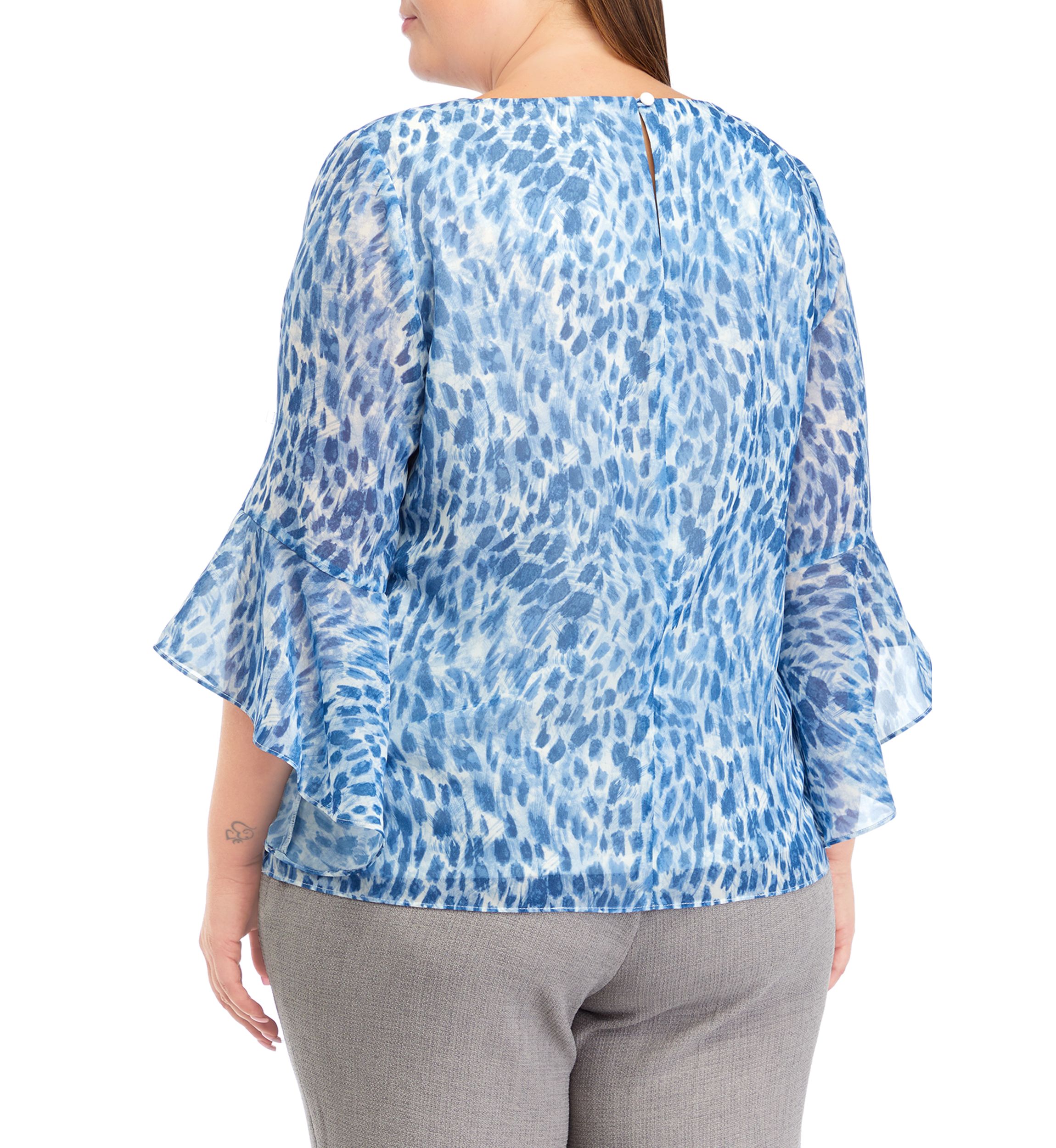 Plus Size Bell Sleeve Printed Top 