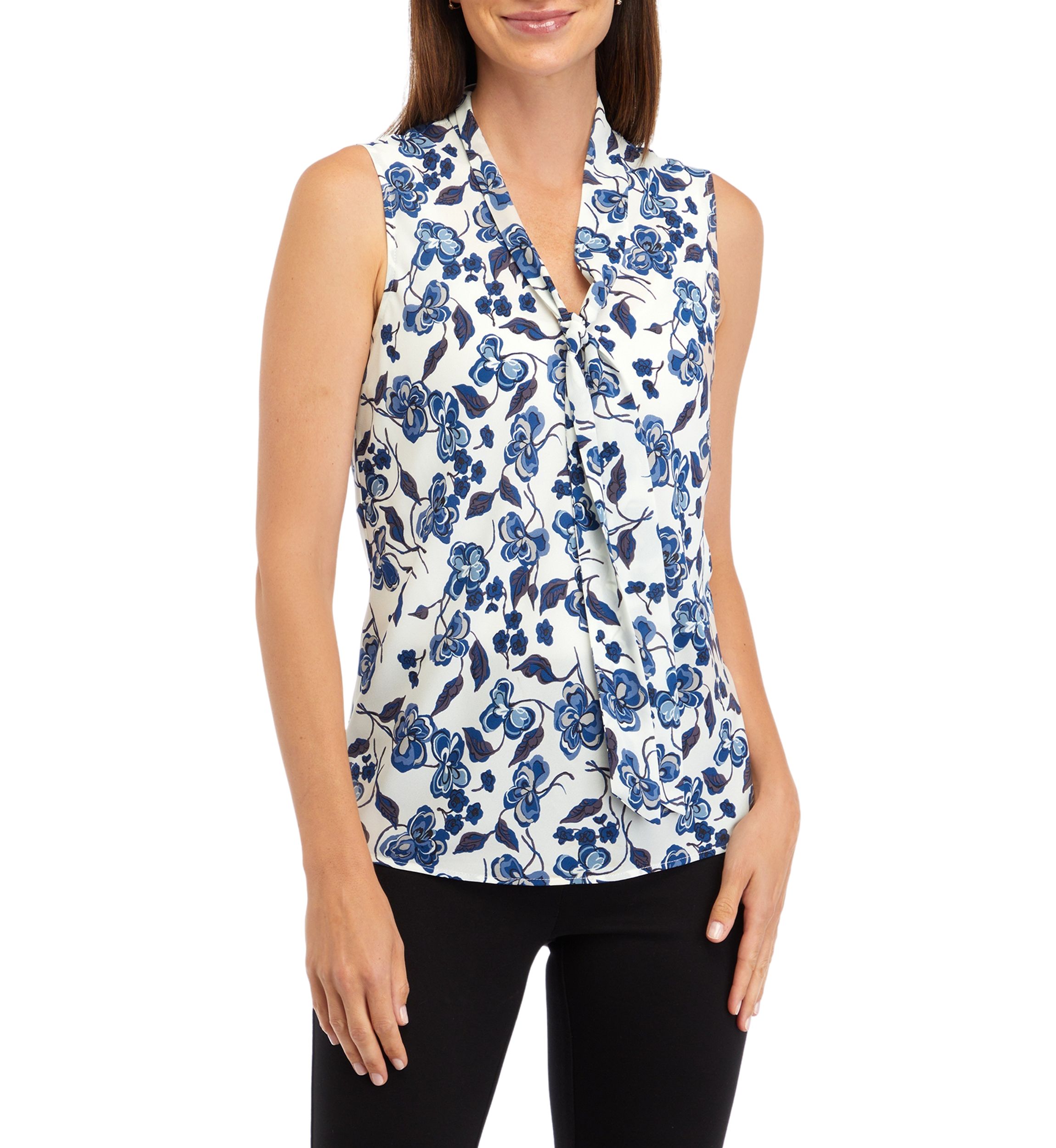 Womens Sleeveless Tie Front Top