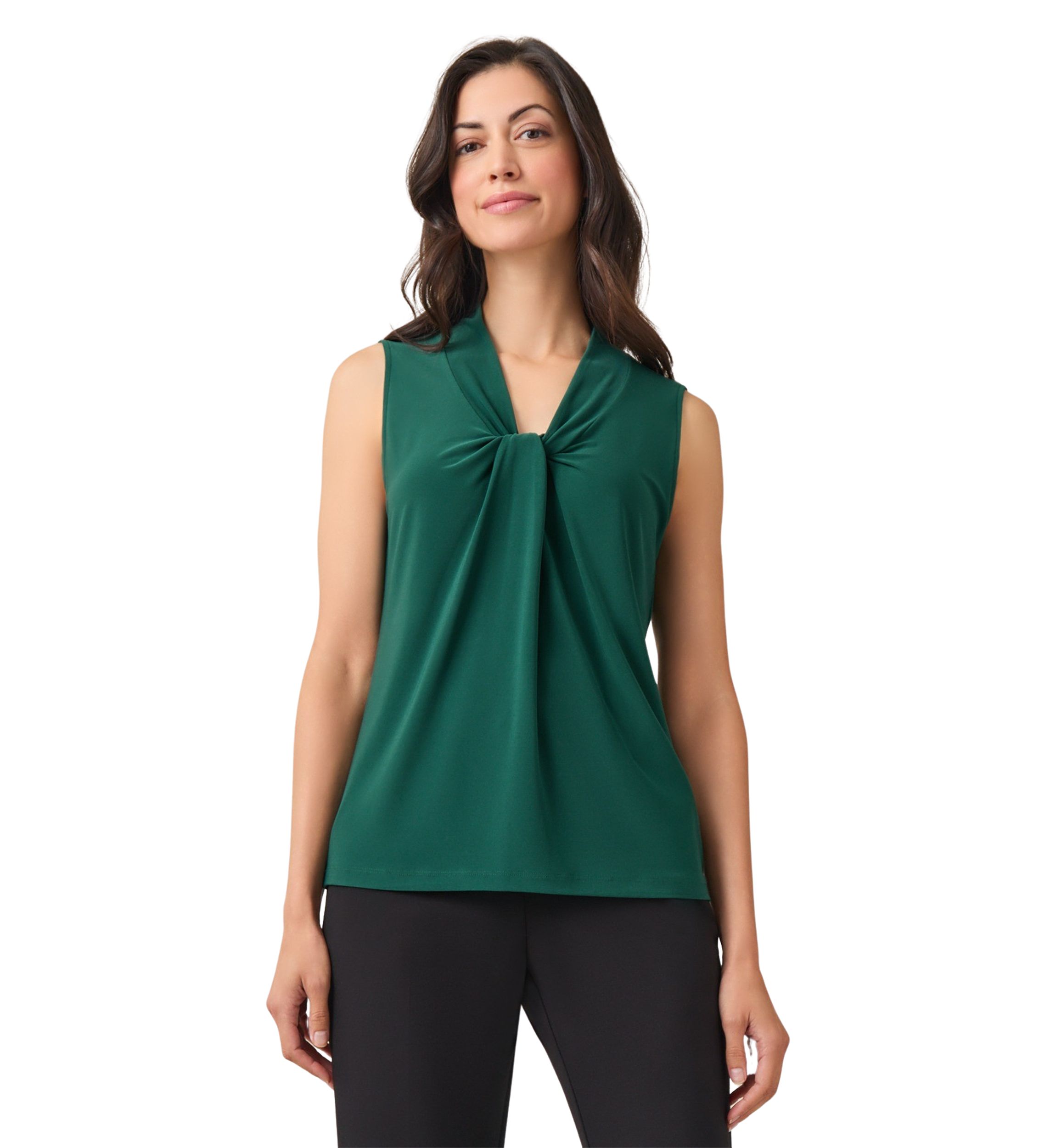 Womens Sleeveless Knot Front Knit Top