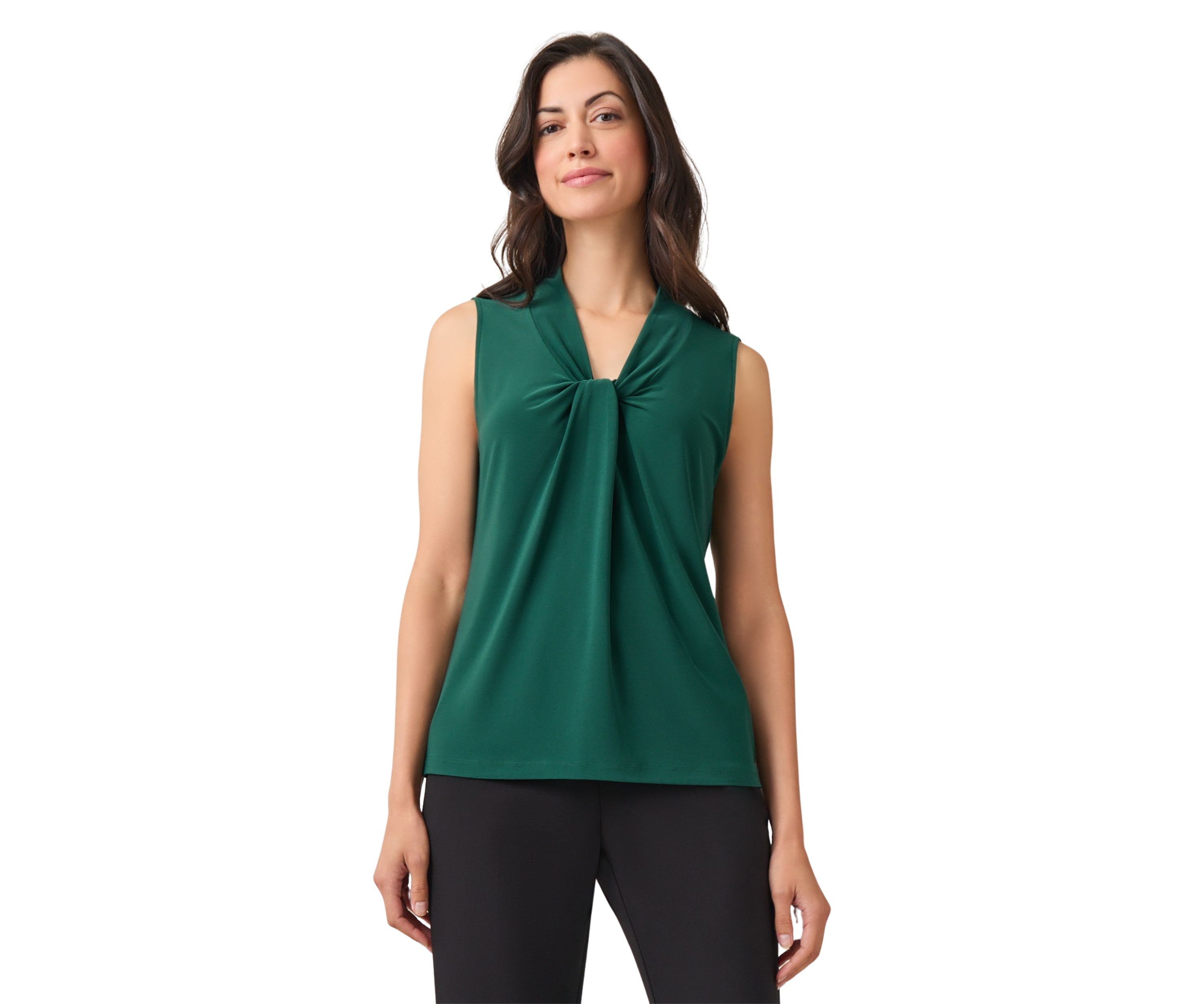 Womens Sleeveless Knot Front Knit Top