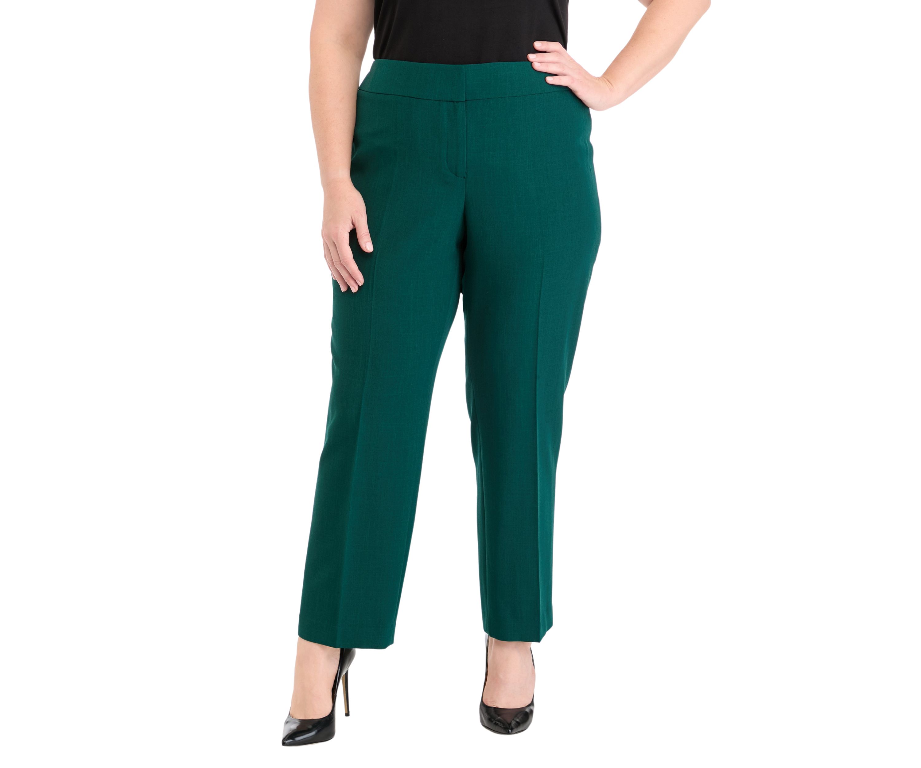 Plus Size Fly Front Slim Pants