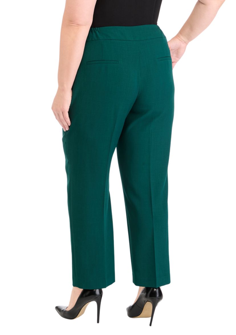 Plus Size Fly Front Slim Pants