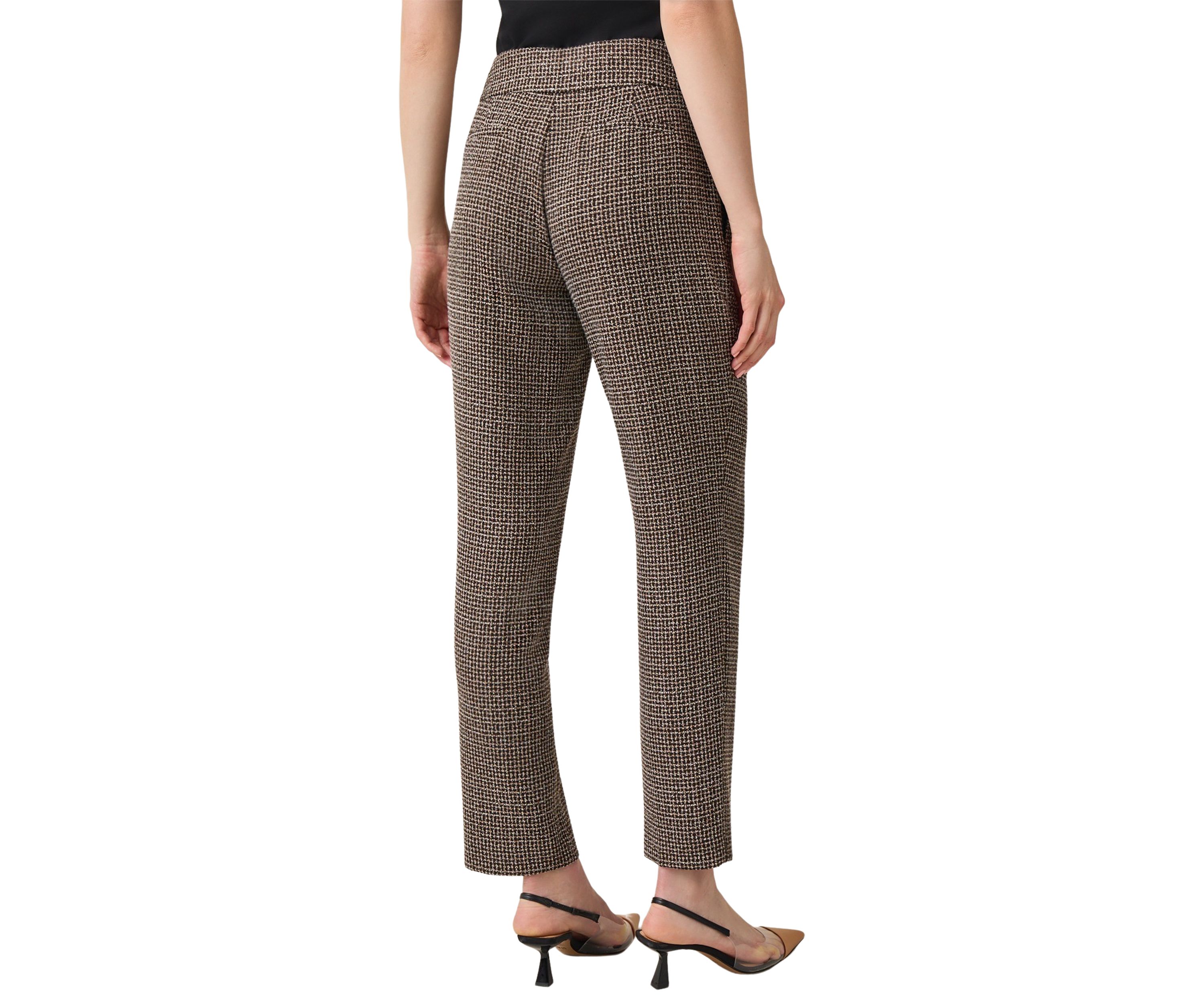 Petite Tweed Fly Front Slim Pants