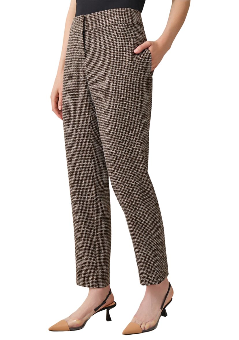 Petite Tweed Fly Front Slim Pants