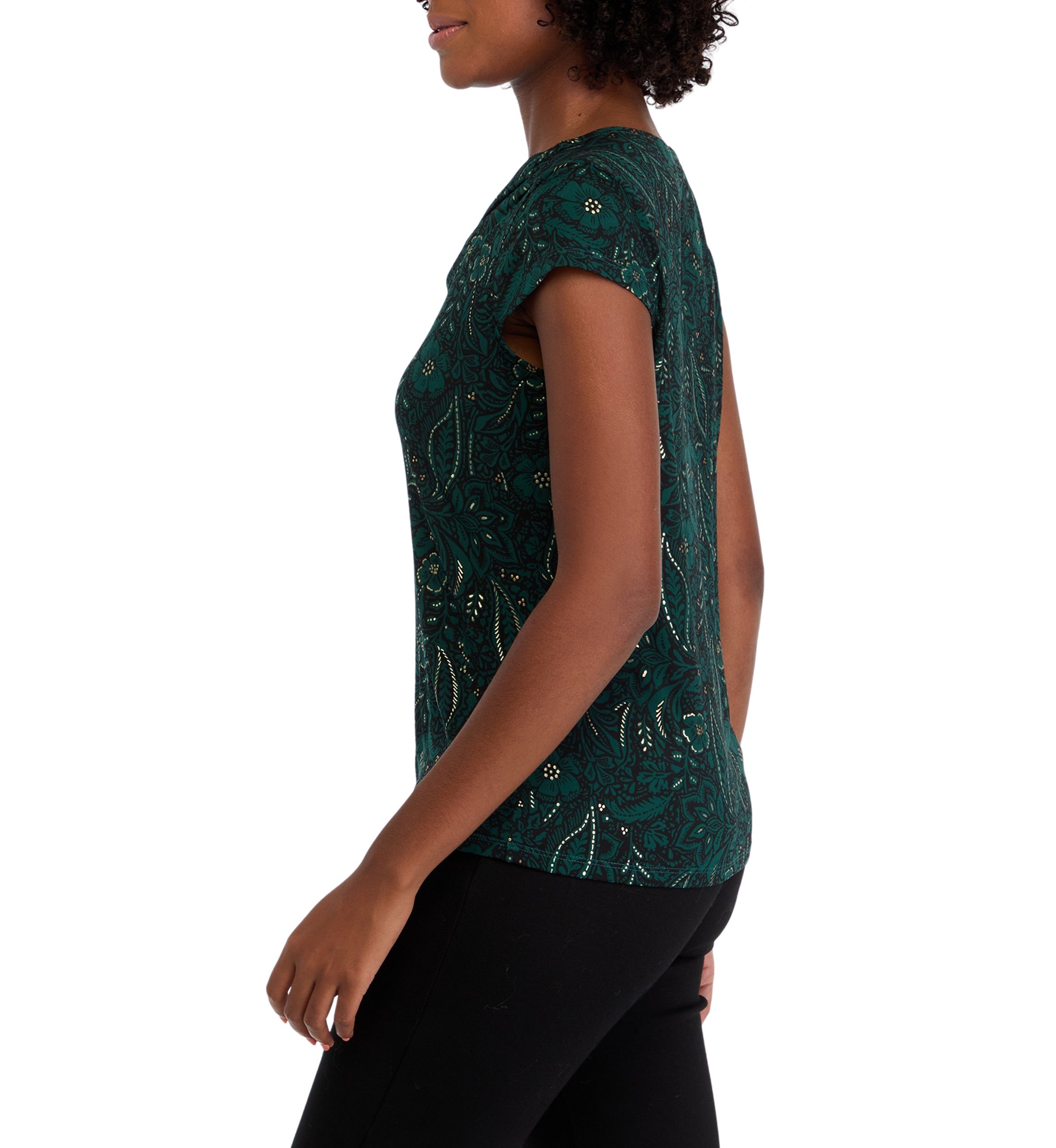 Petite Cap Sleeve Cowl Neck Top