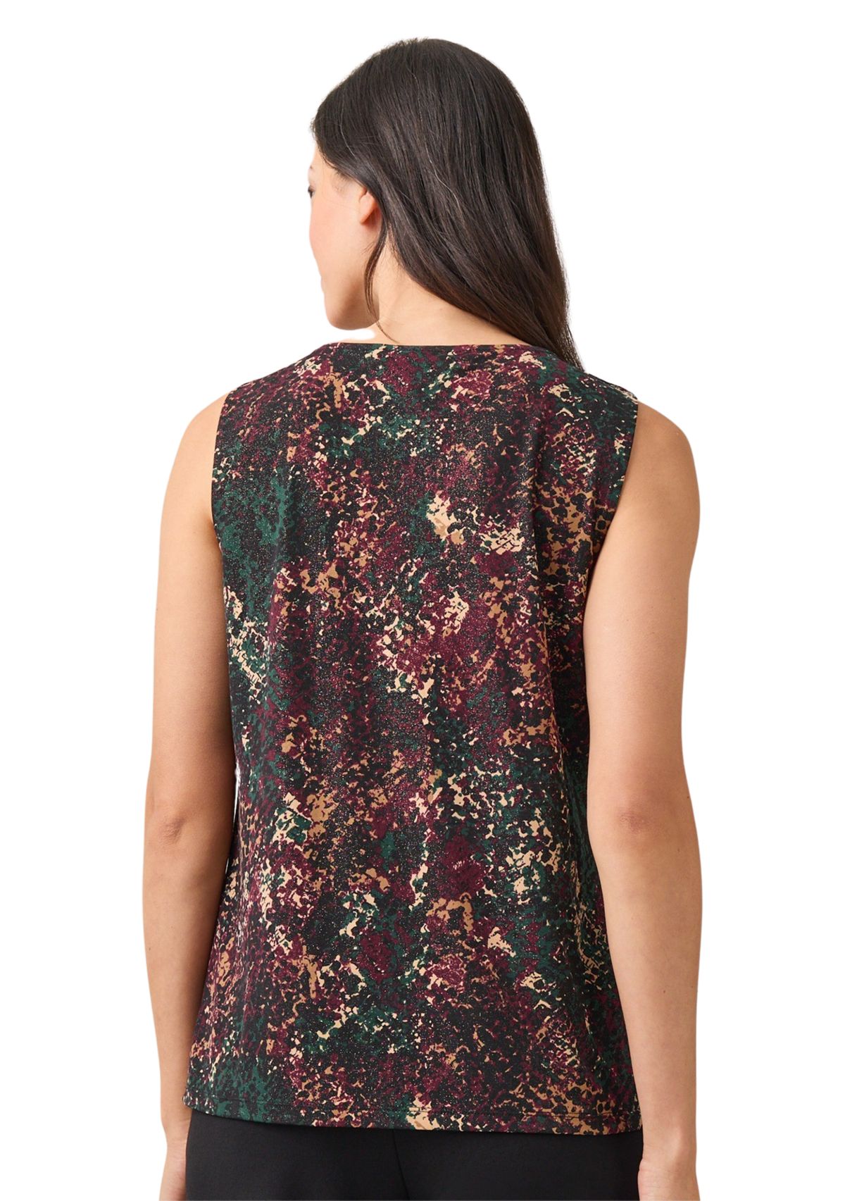 Womens Pleat Neck Printed Top 