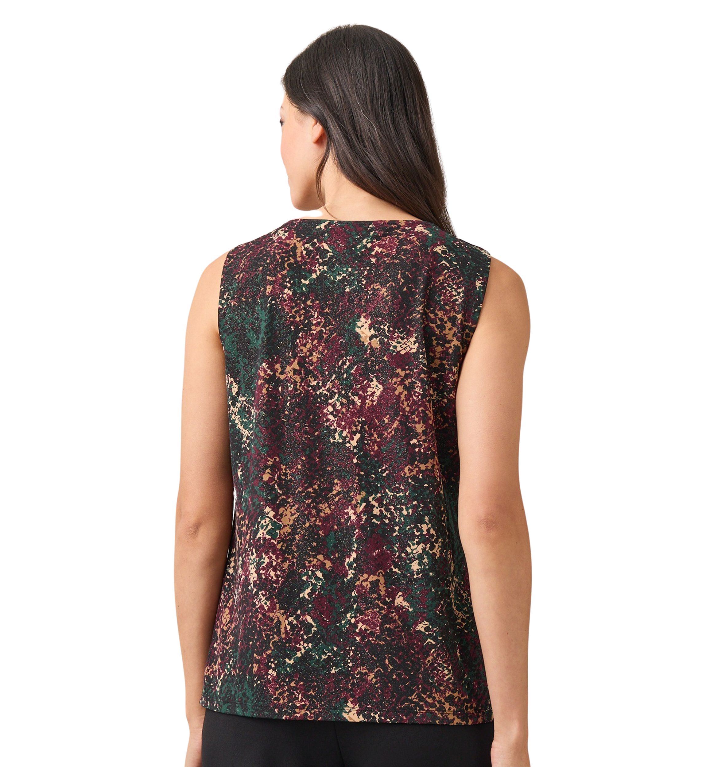 Womens Pleat Neck Printed Top 