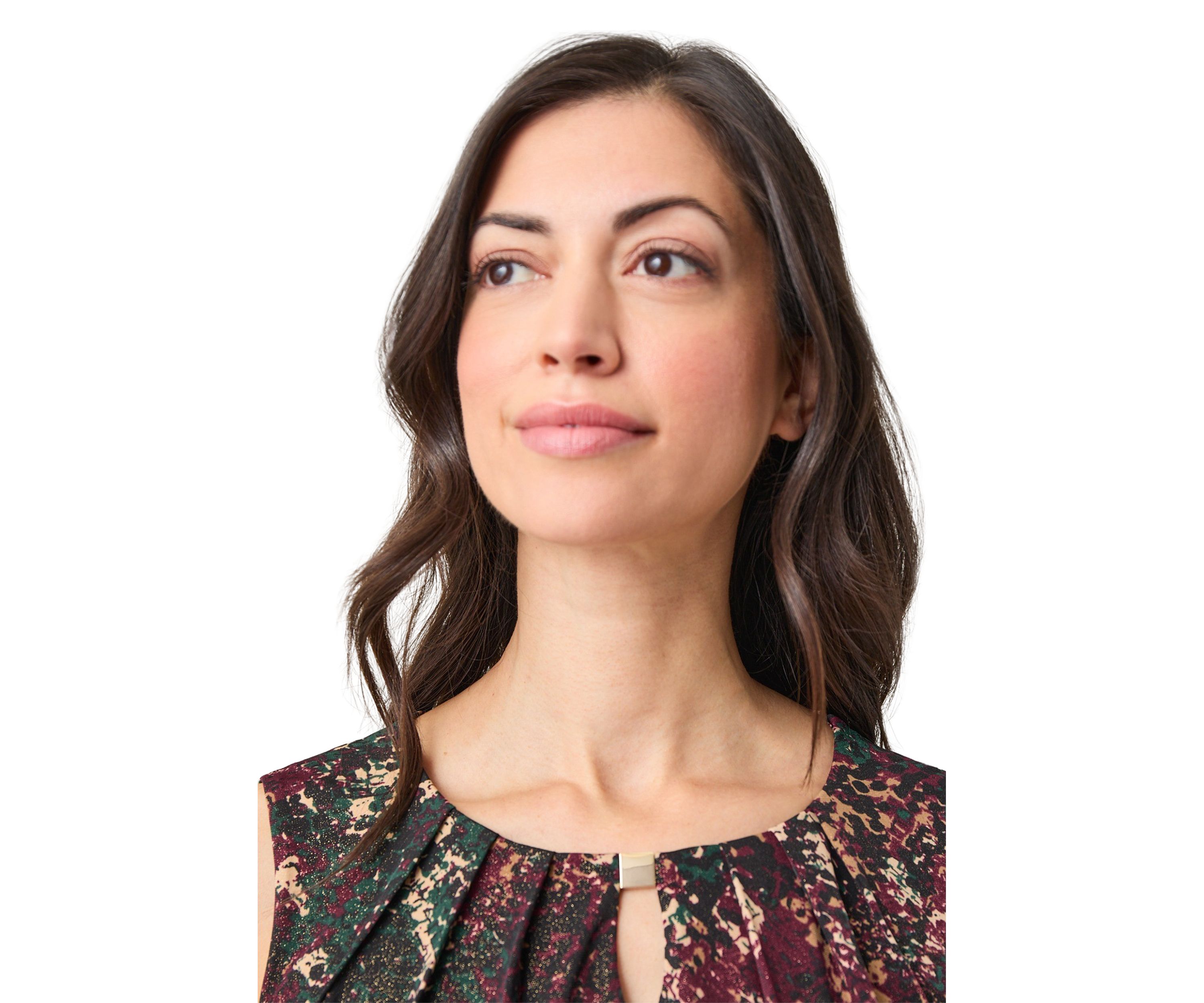 Womens Pleat Neck Printed Top 