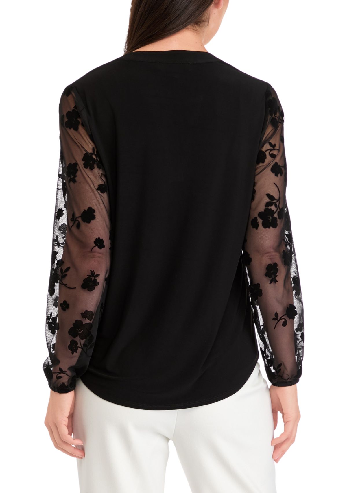 Womens Long Sleeve Split Neck Top